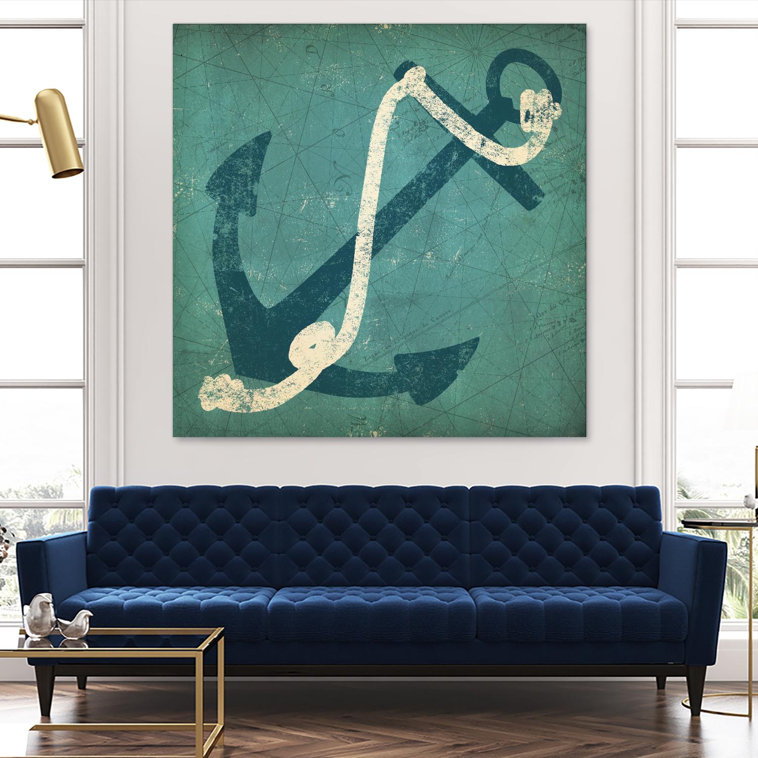 Nautical Anchor Blue by Ryan Fowler on GIANT ART - white nautical