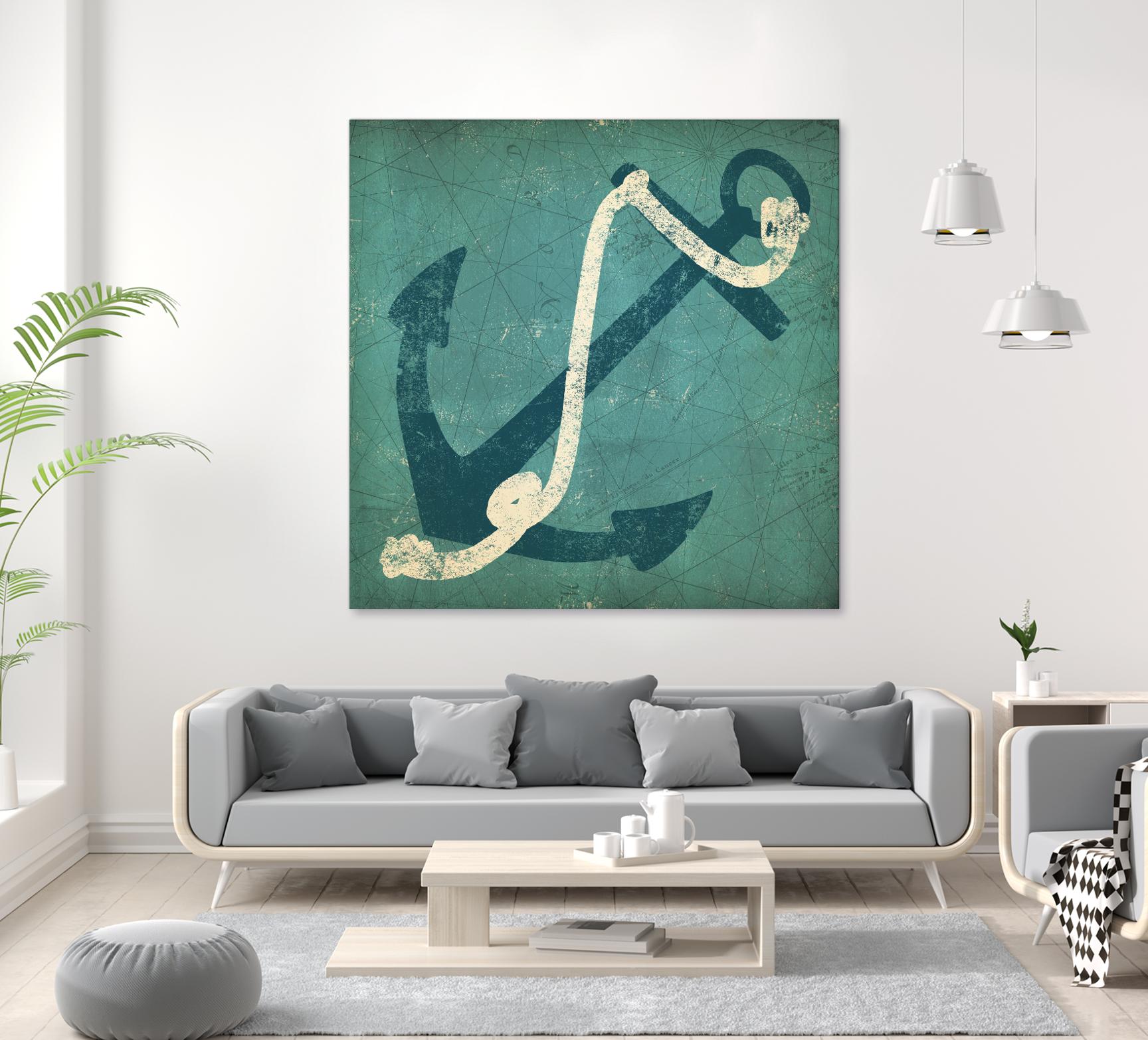 Nautical Anchor Blue by Ryan Fowler on GIANT ART - white nautical
