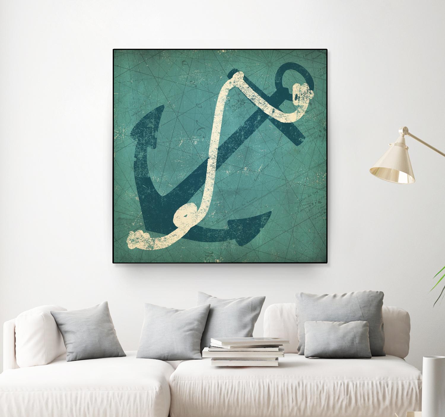 Nautical Anchor Blue by Ryan Fowler on GIANT ART - white nautical