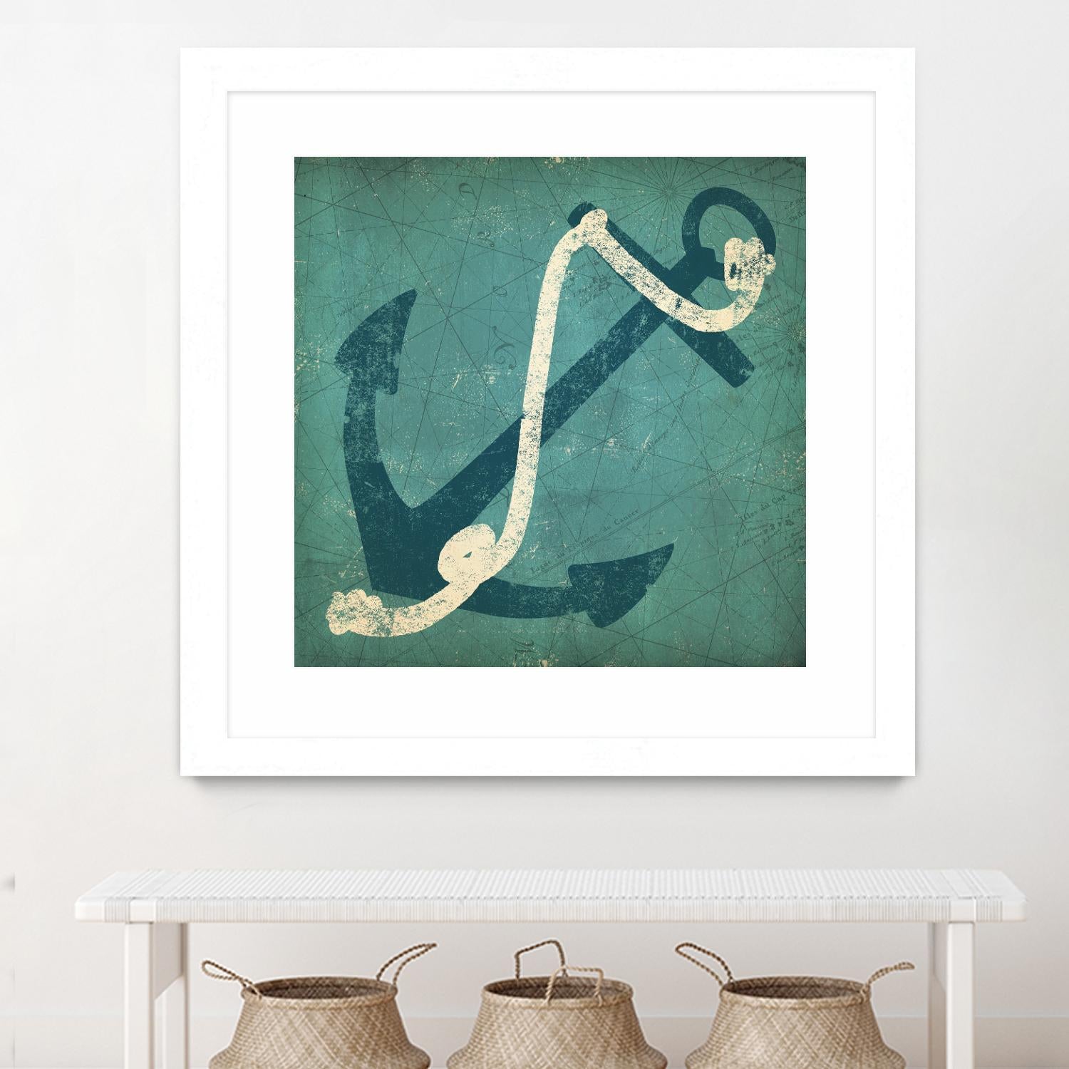 Nautical Anchor Blue by Ryan Fowler on GIANT ART - white nautical