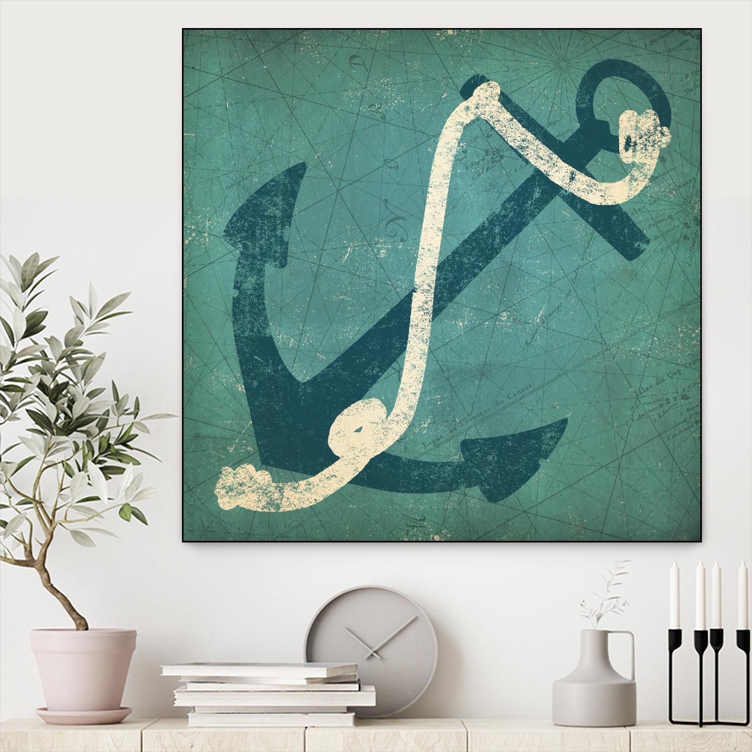 Nautical Anchor Blue by Ryan Fowler on GIANT ART - white nautical
