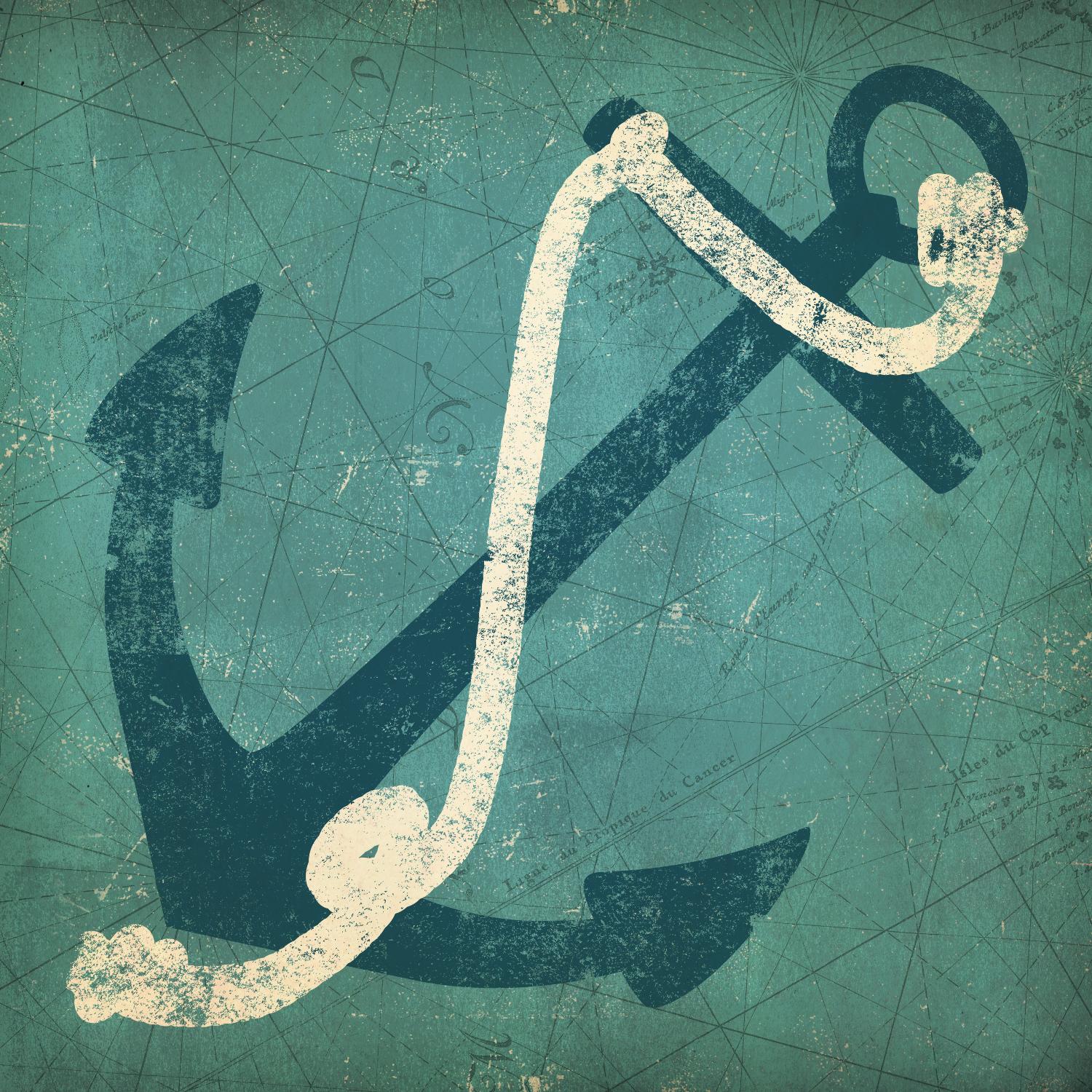 Nautical Anchor Blue by Ryan Fowler on GIANT ART - white nautical