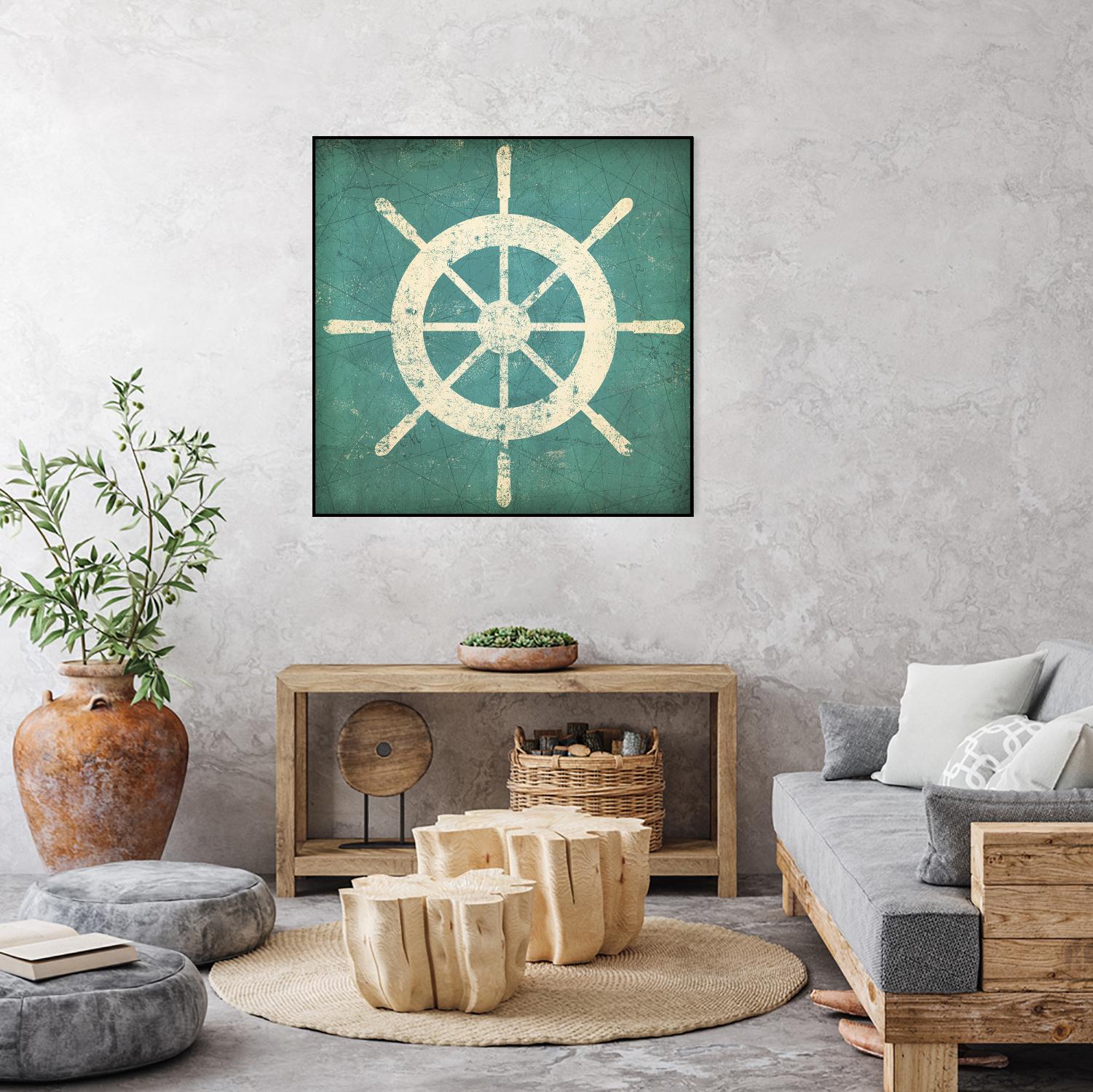 Nautical Shipwheel Blue by Ryan Fowler on GIANT ART - white nautical