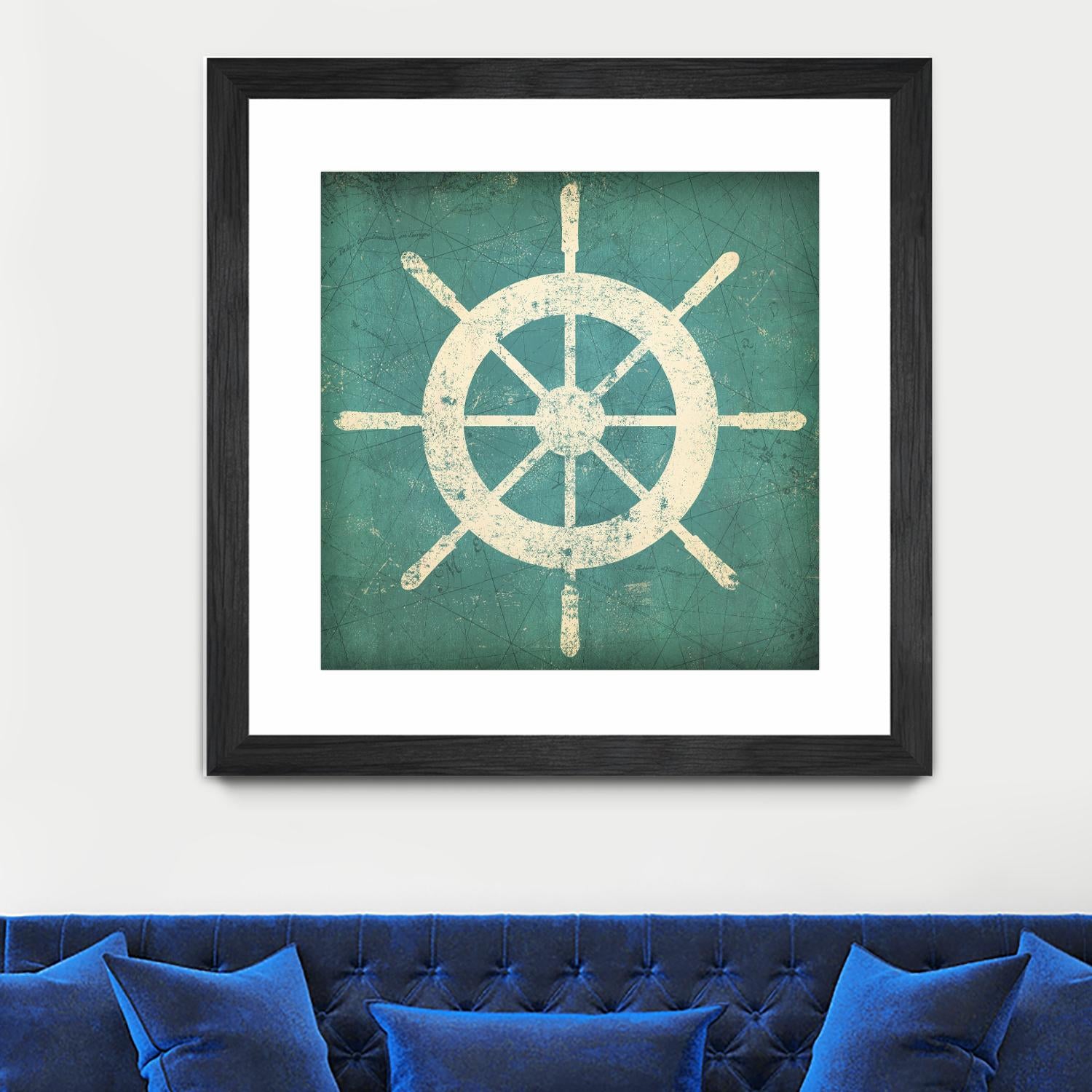 Nautical Shipwheel Blue by Ryan Fowler on GIANT ART - white nautical