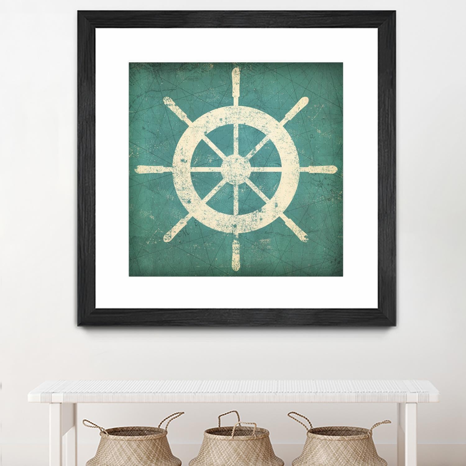 Nautical Shipwheel Blue by Ryan Fowler on GIANT ART - white nautical
