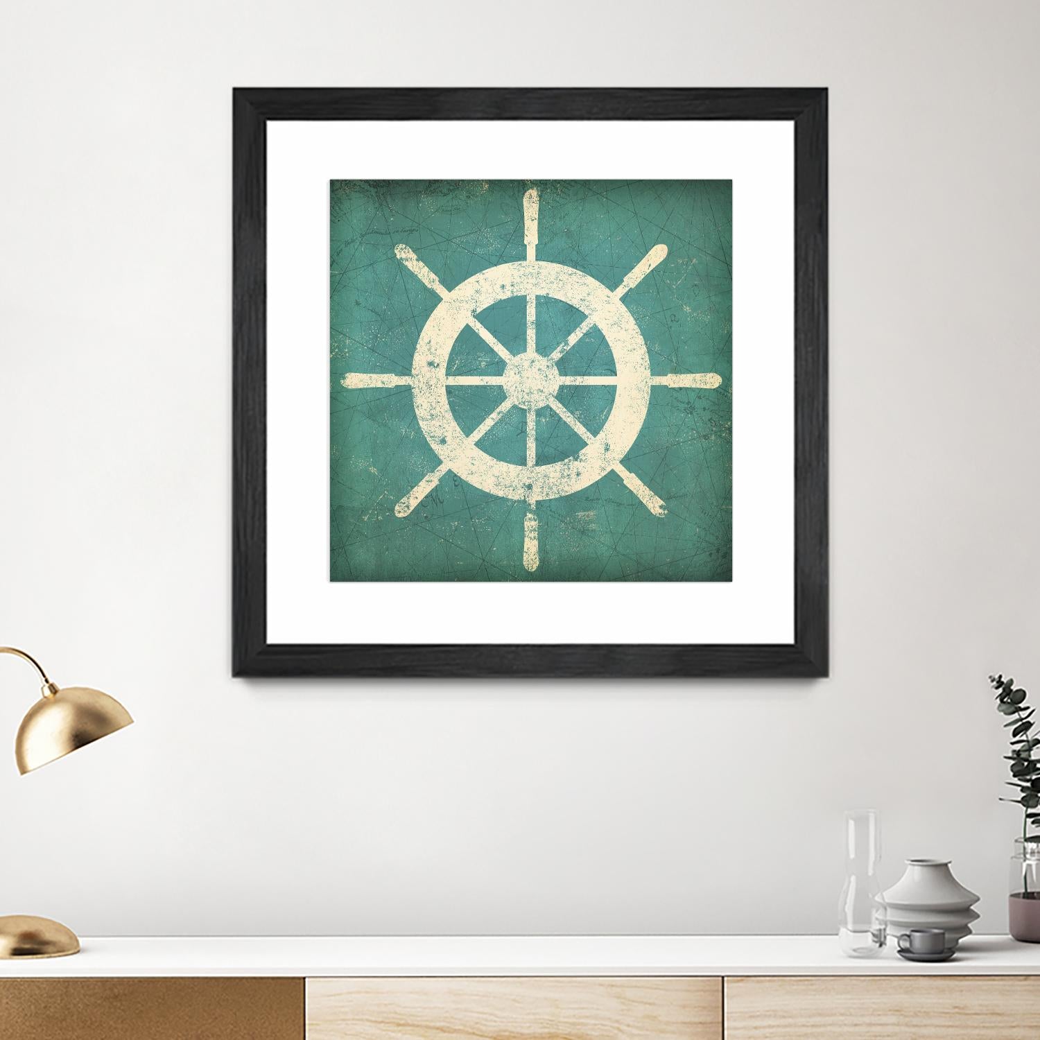 Nautical Shipwheel Blue by Ryan Fowler on GIANT ART - white nautical