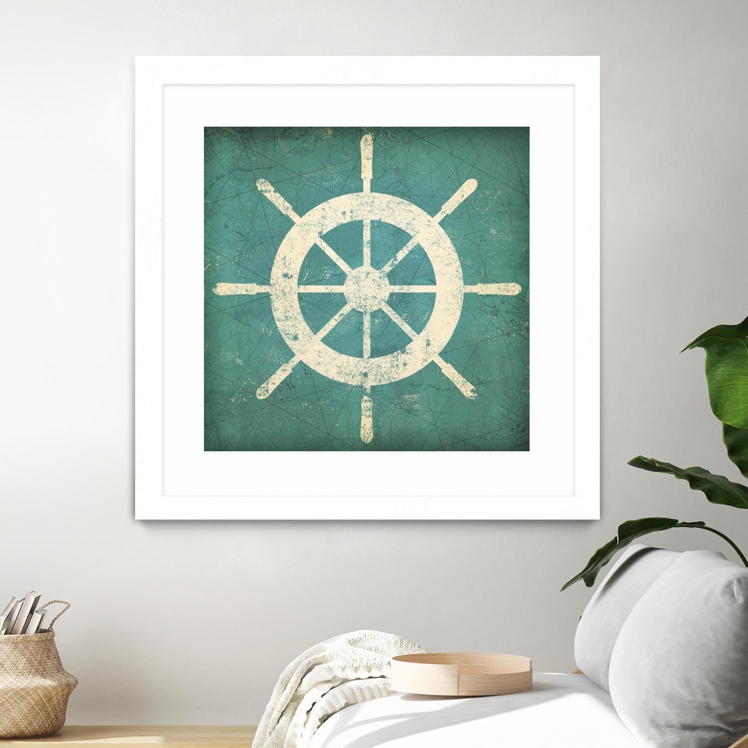 Nautical Shipwheel Blue by Ryan Fowler on GIANT ART - white nautical