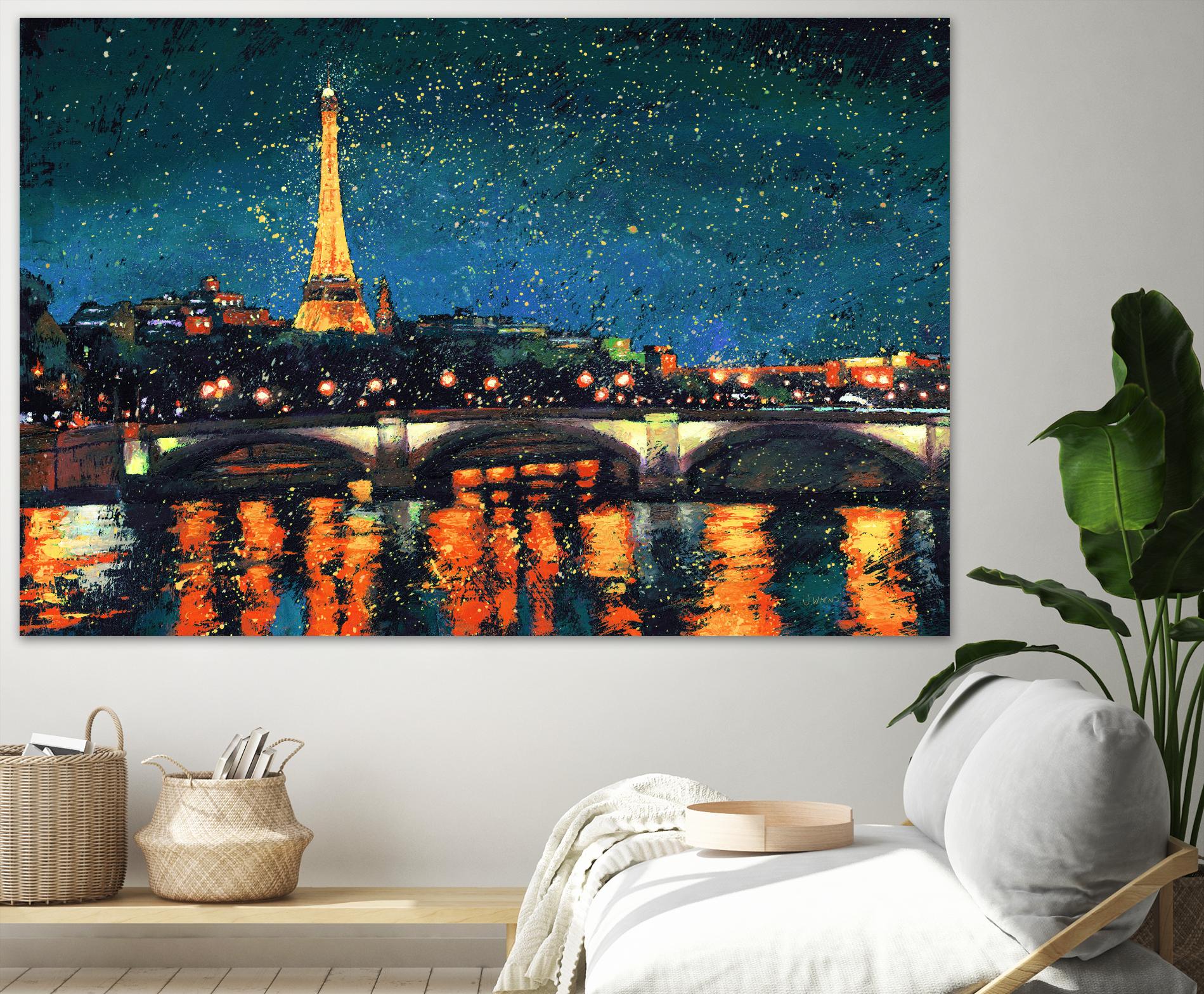 Paris Nights Blue I by James Wiens on GIANT ART - yellow city scene