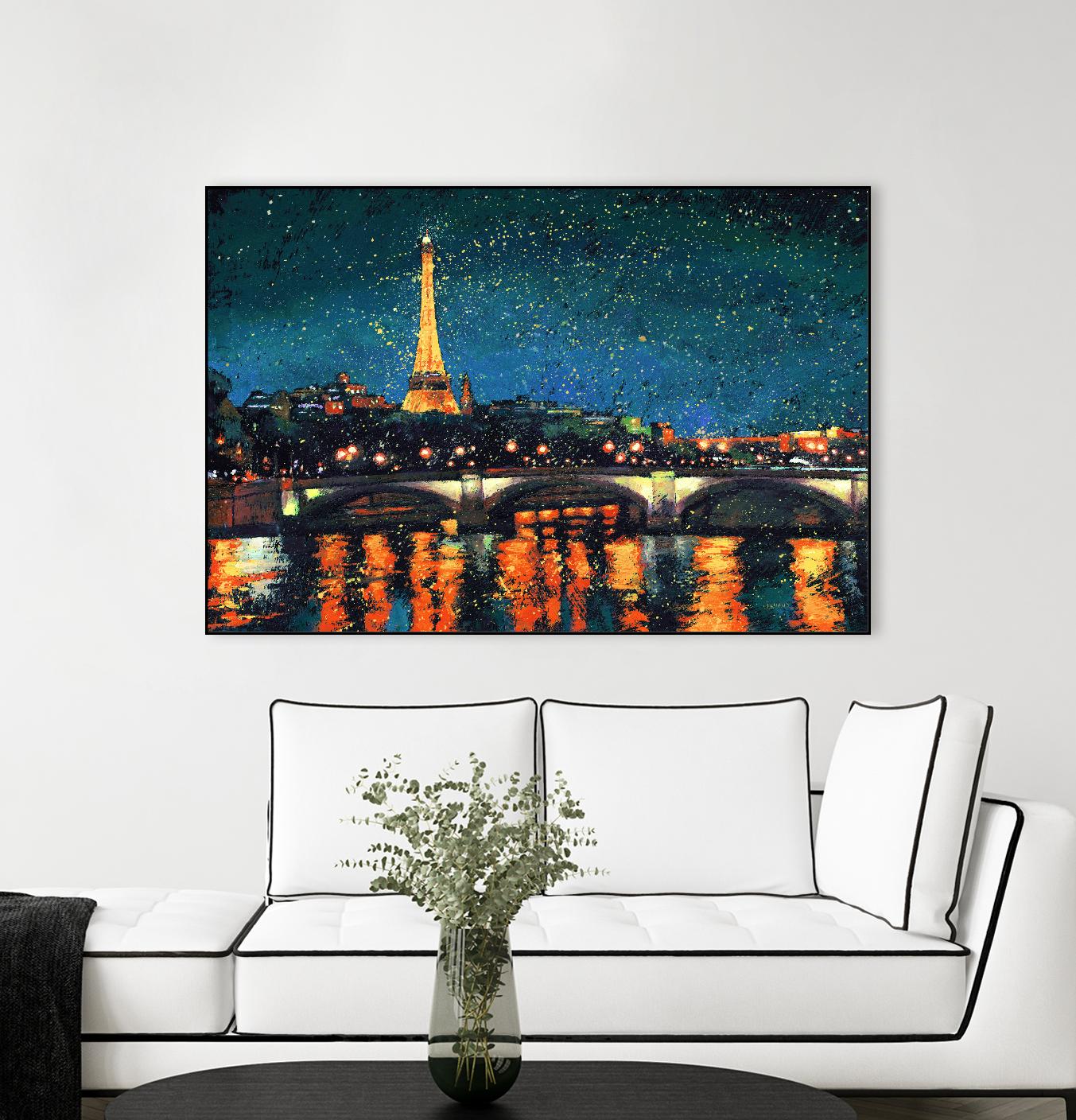 Paris Nights Blue I by James Wiens on GIANT ART - yellow city scene