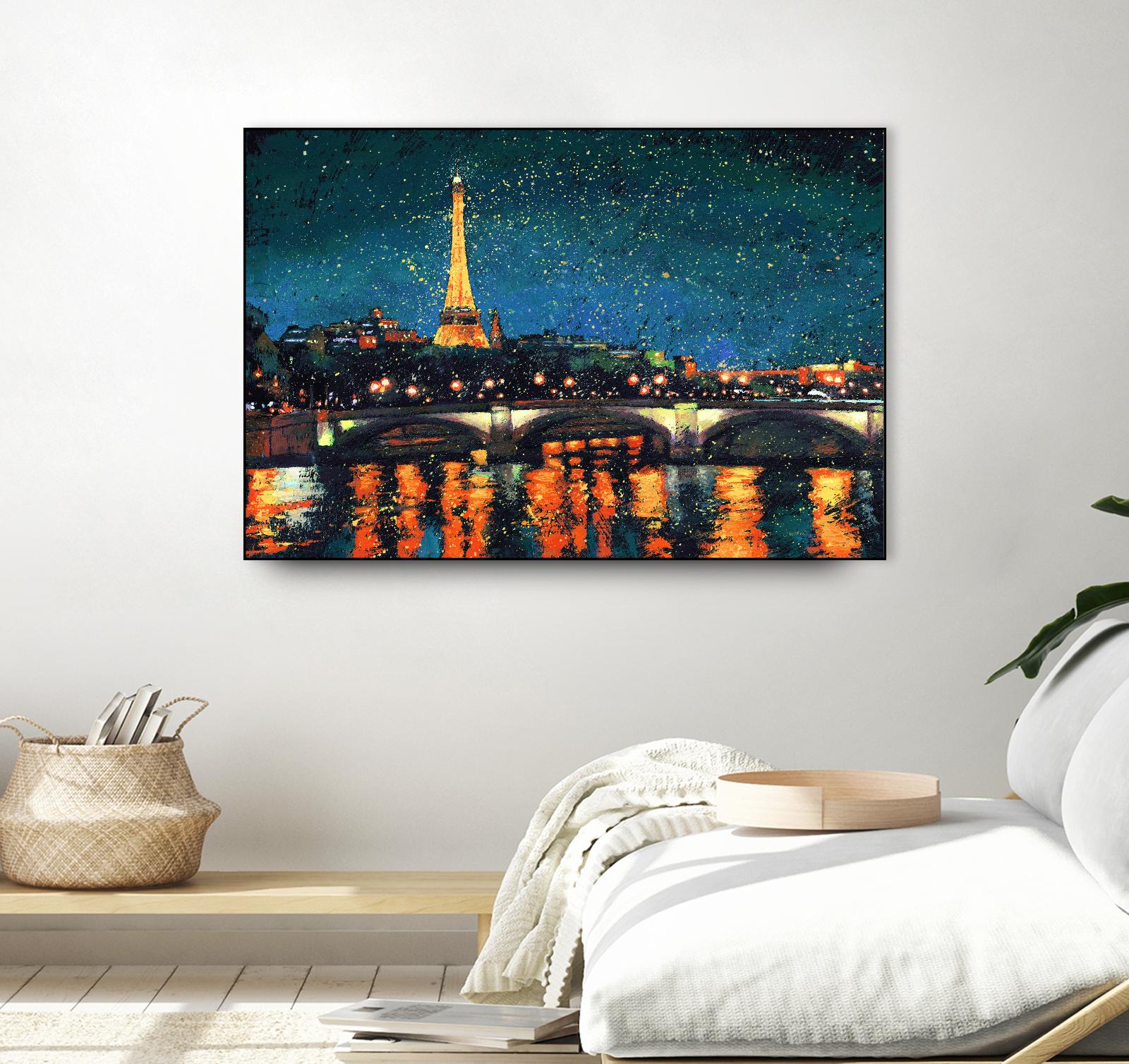 Paris Nights Blue I by James Wiens on GIANT ART - yellow city scene
