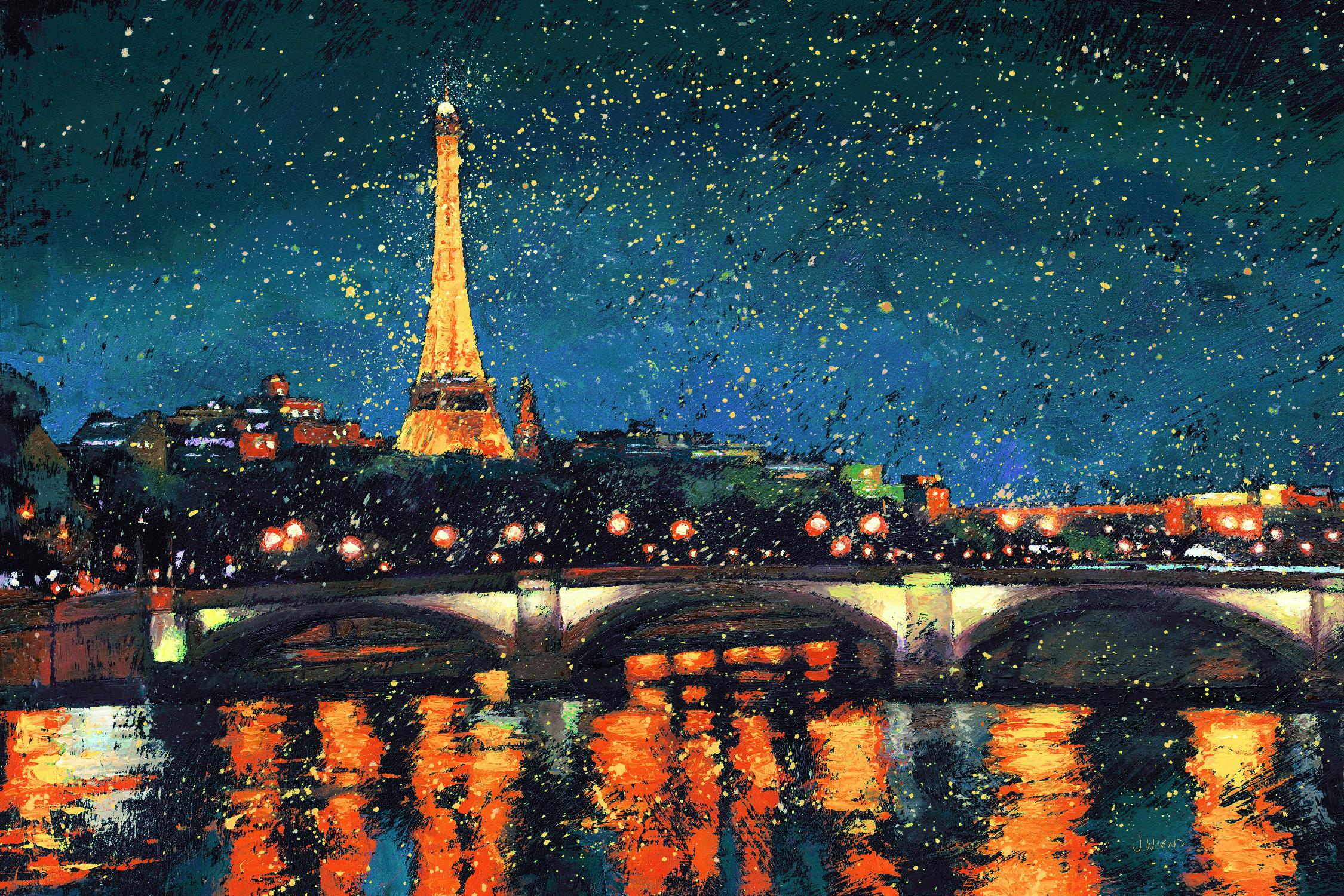 Paris Nights Blue I by James Wiens on GIANT ART - yellow city scene