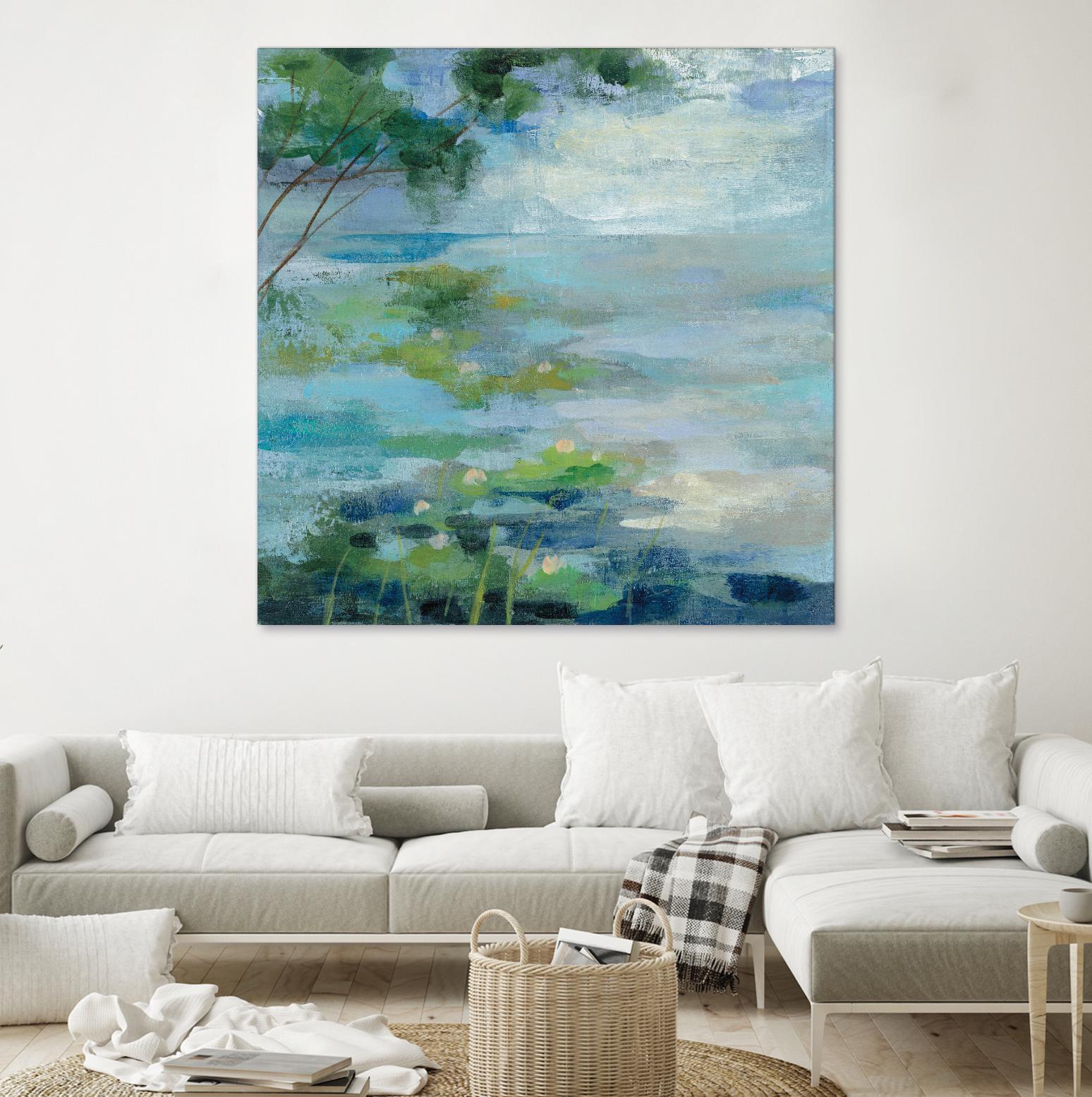 Lily Pond I by Silvia Vassileva on GIANT ART - blue landscape
