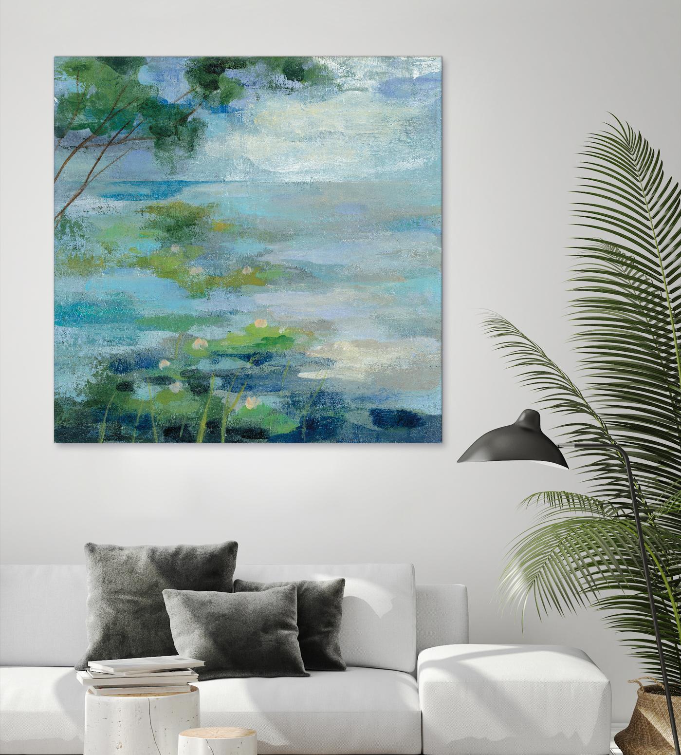 Lily Pond I by Silvia Vassileva on GIANT ART - blue landscape