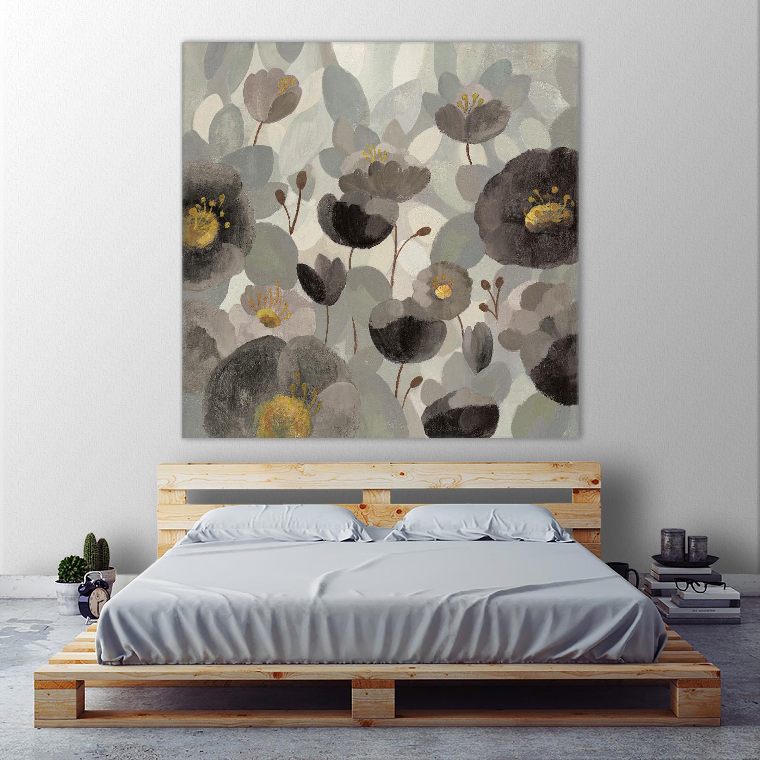 Morning Bloom Greige by Silvia Vassileva on GIANT ART - yellow floral