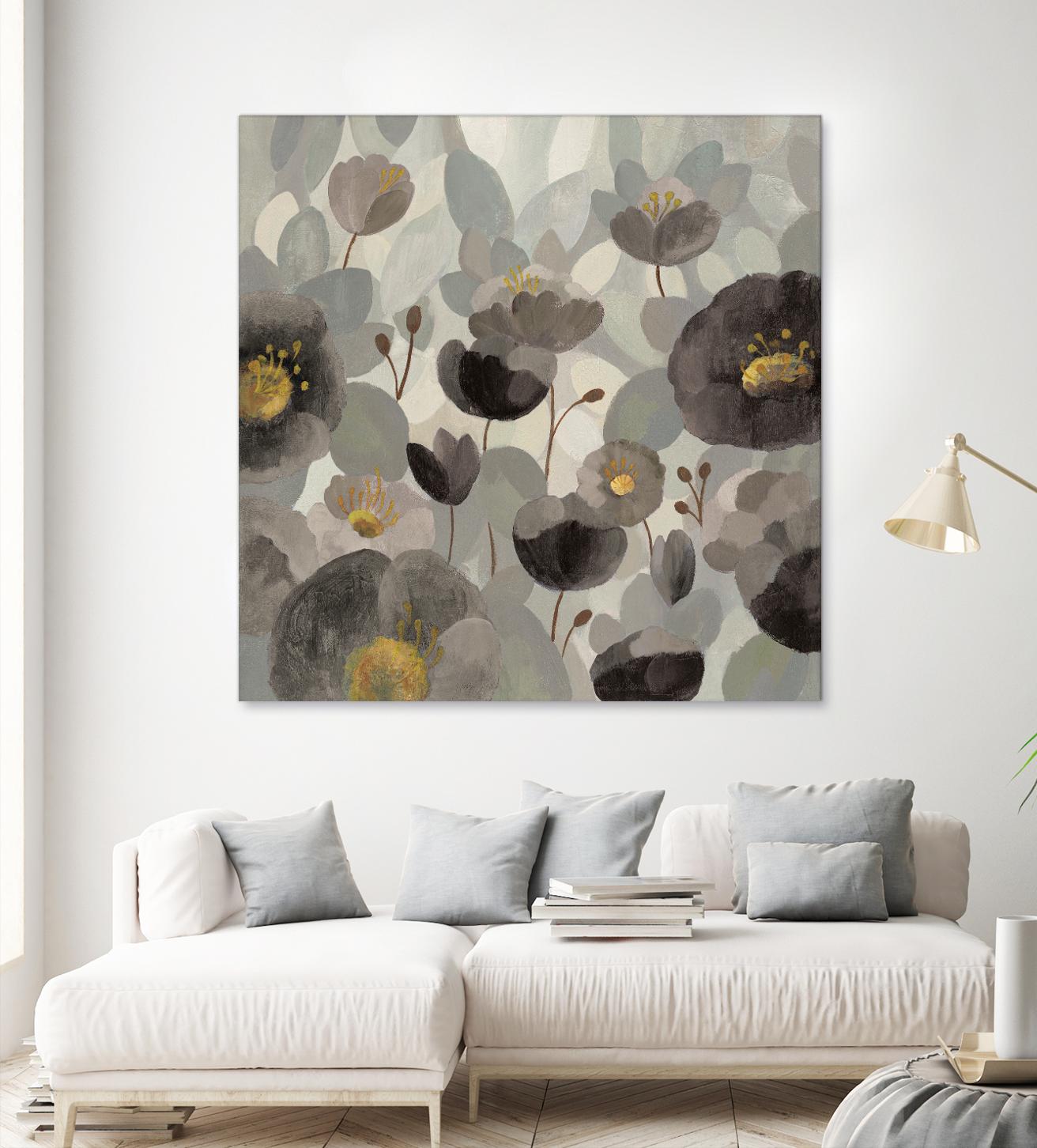 Morning Bloom Greige by Silvia Vassileva on GIANT ART - yellow floral