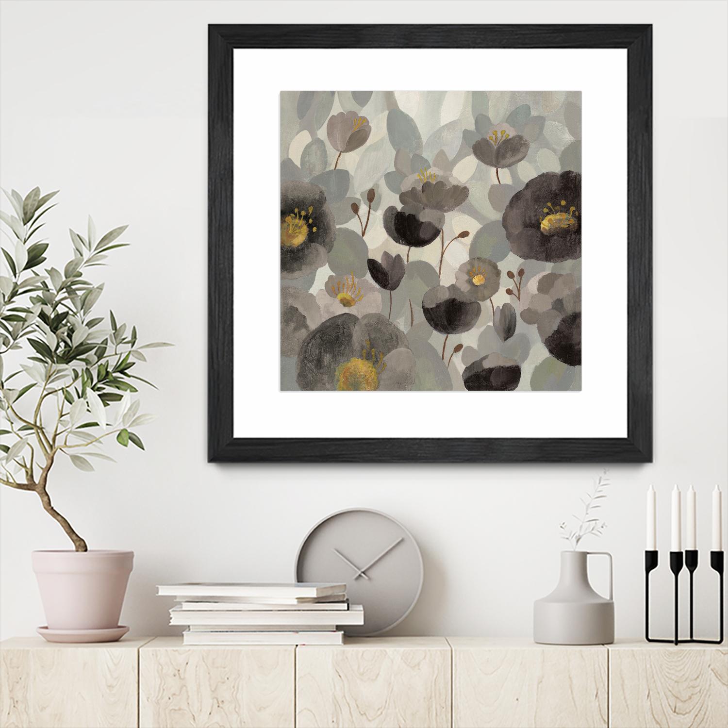 Morning Bloom Greige by Silvia Vassileva on GIANT ART - yellow floral