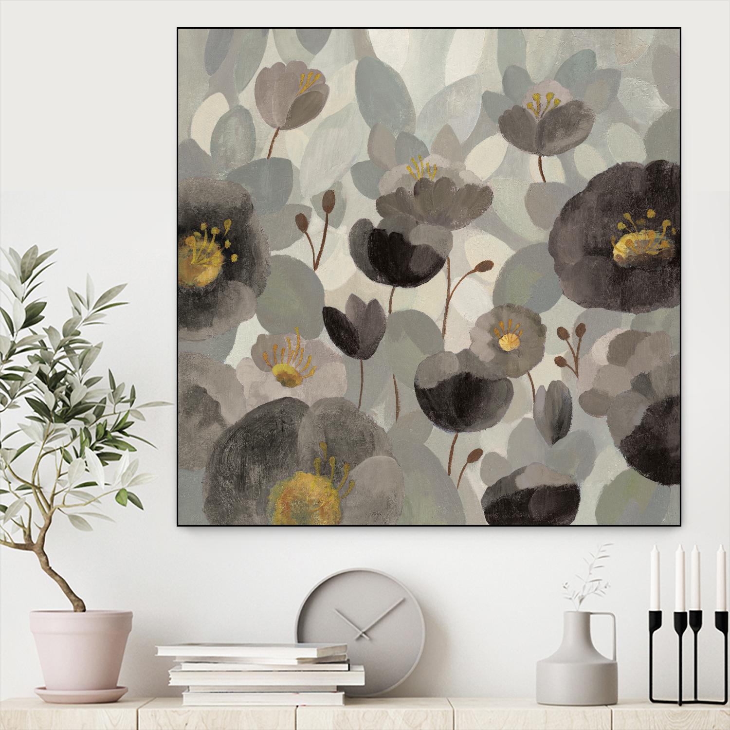 Morning Bloom Greige by Silvia Vassileva on GIANT ART - yellow floral