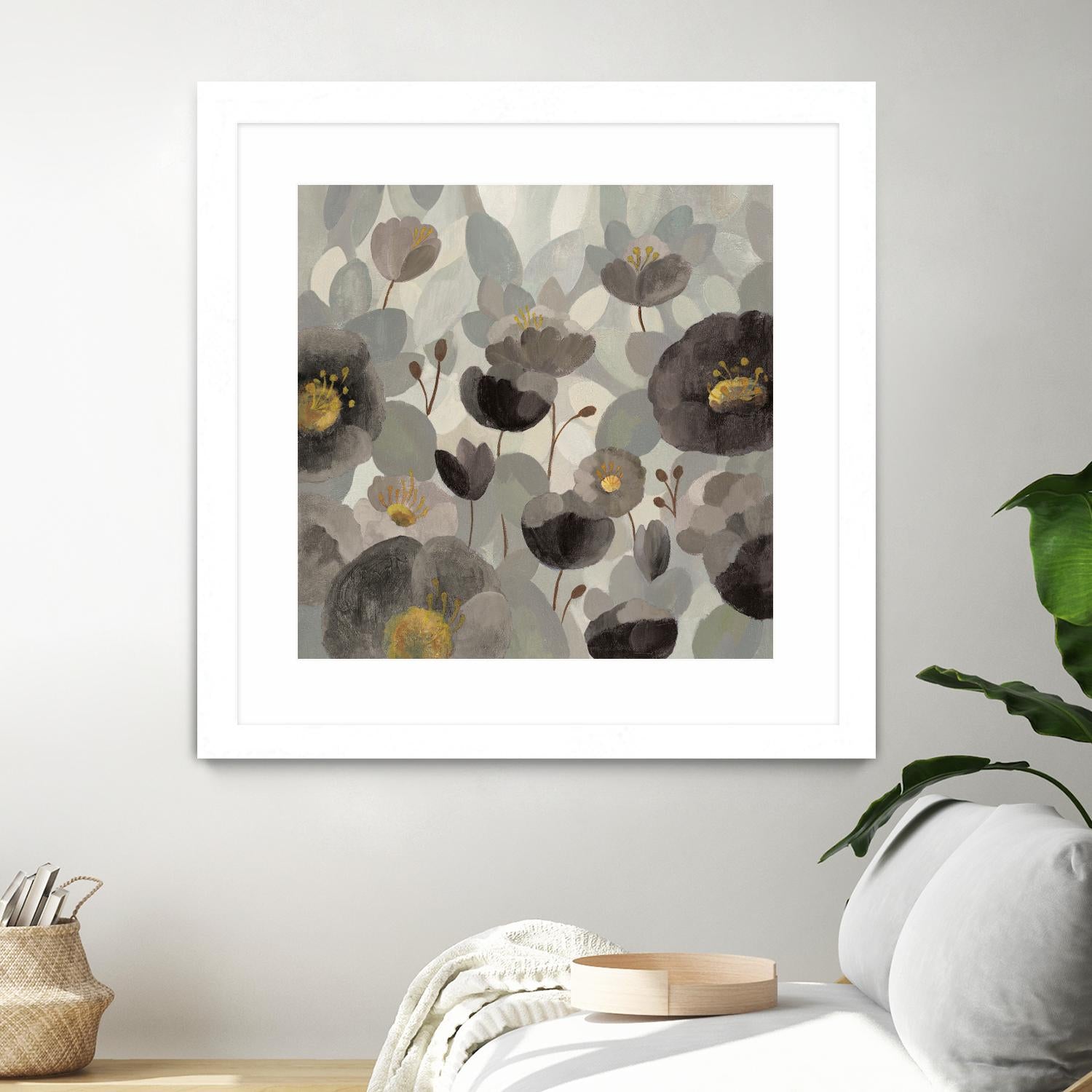 Morning Bloom Greige by Silvia Vassileva on GIANT ART - yellow floral