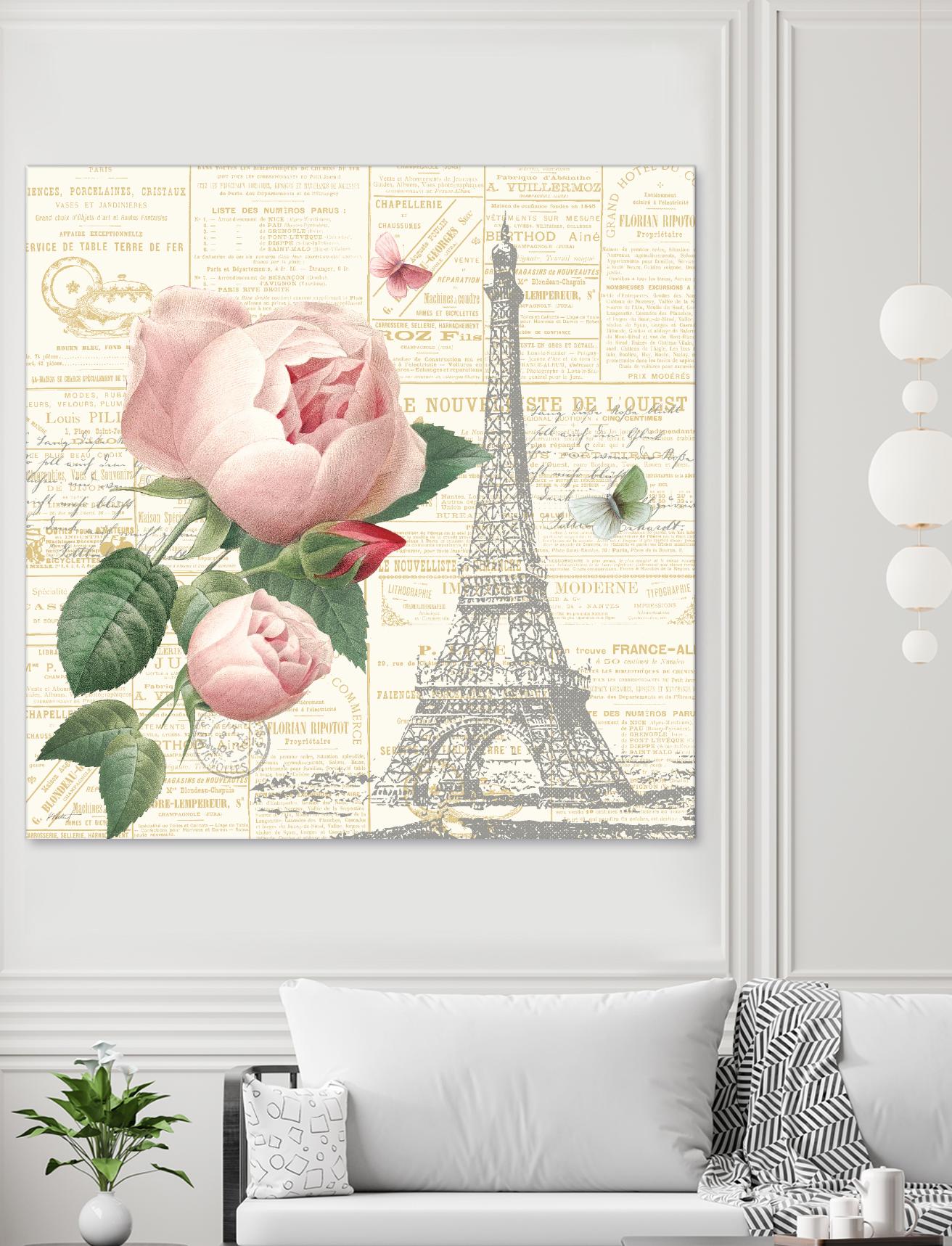 Roses in Paris IV by Katie Pertiet on GIANT ART - beige floral