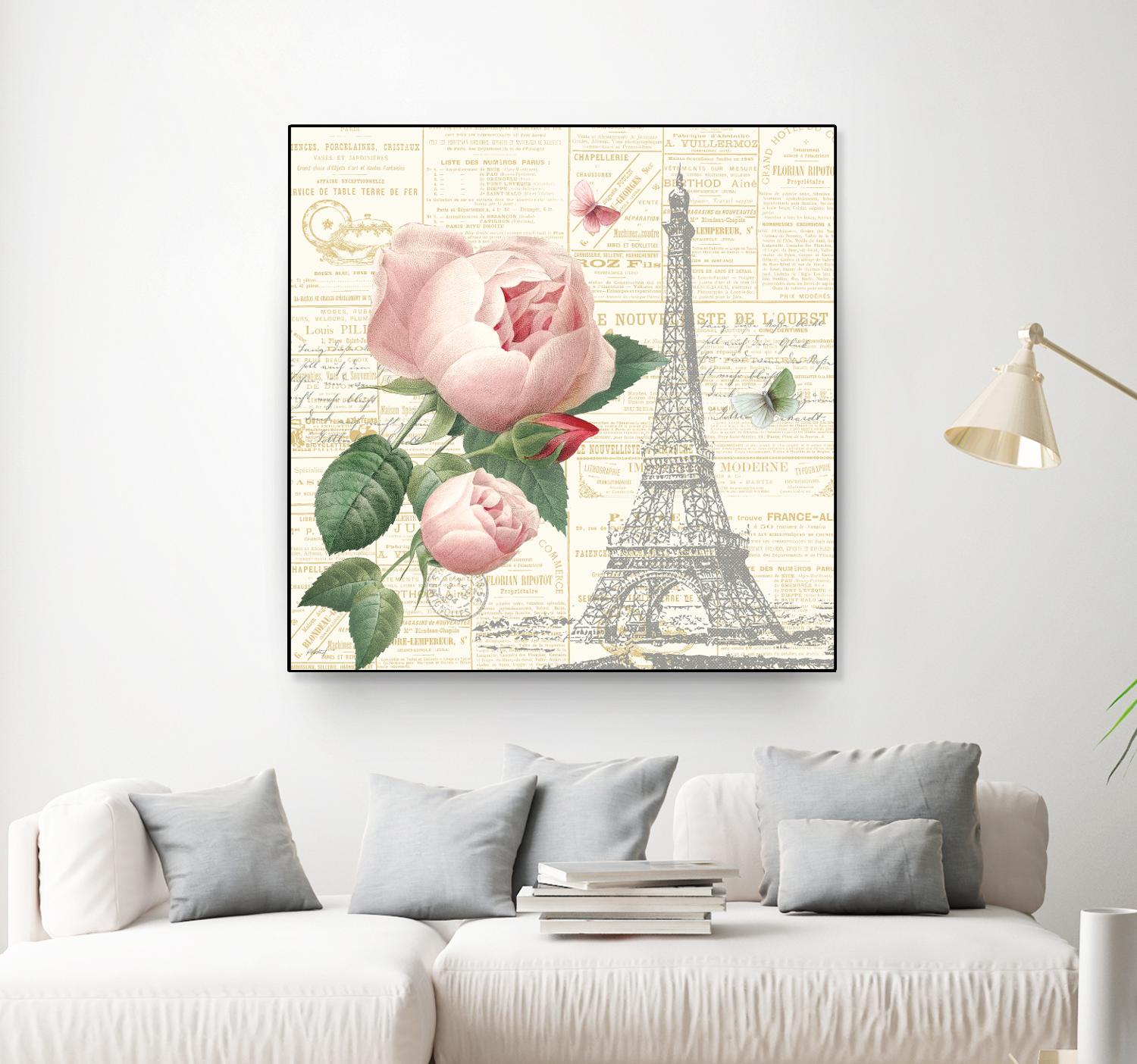 Roses in Paris IV by Katie Pertiet on GIANT ART - beige floral