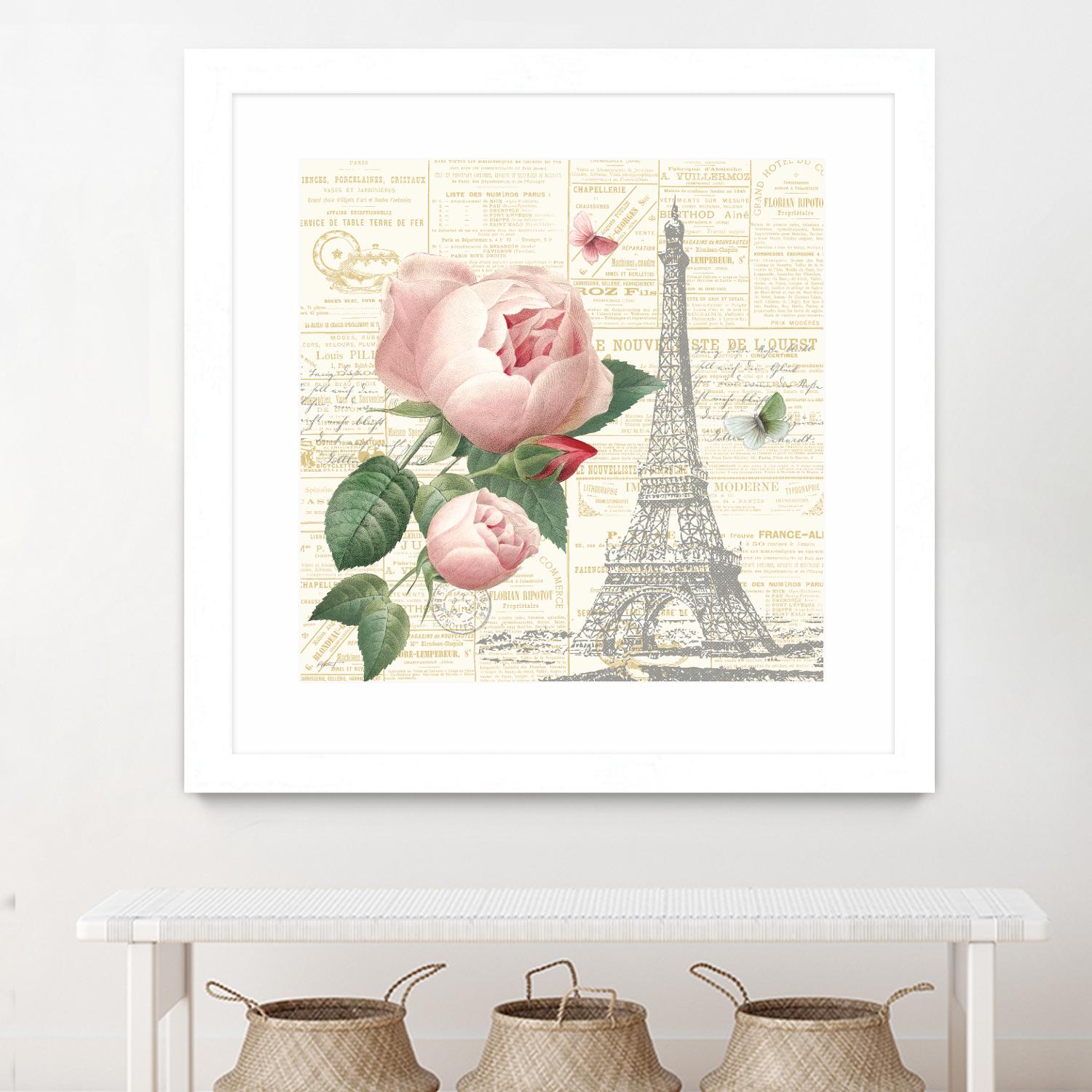 Roses in Paris IV by Katie Pertiet on GIANT ART - beige floral