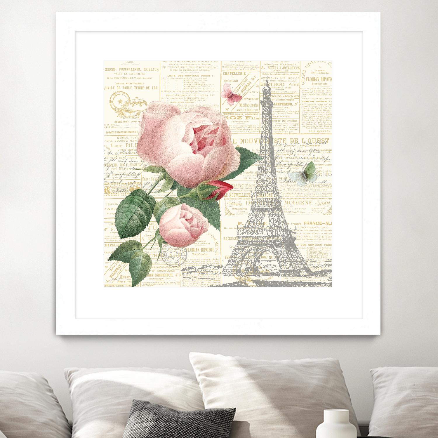 Roses in Paris IV by Katie Pertiet on GIANT ART - beige floral