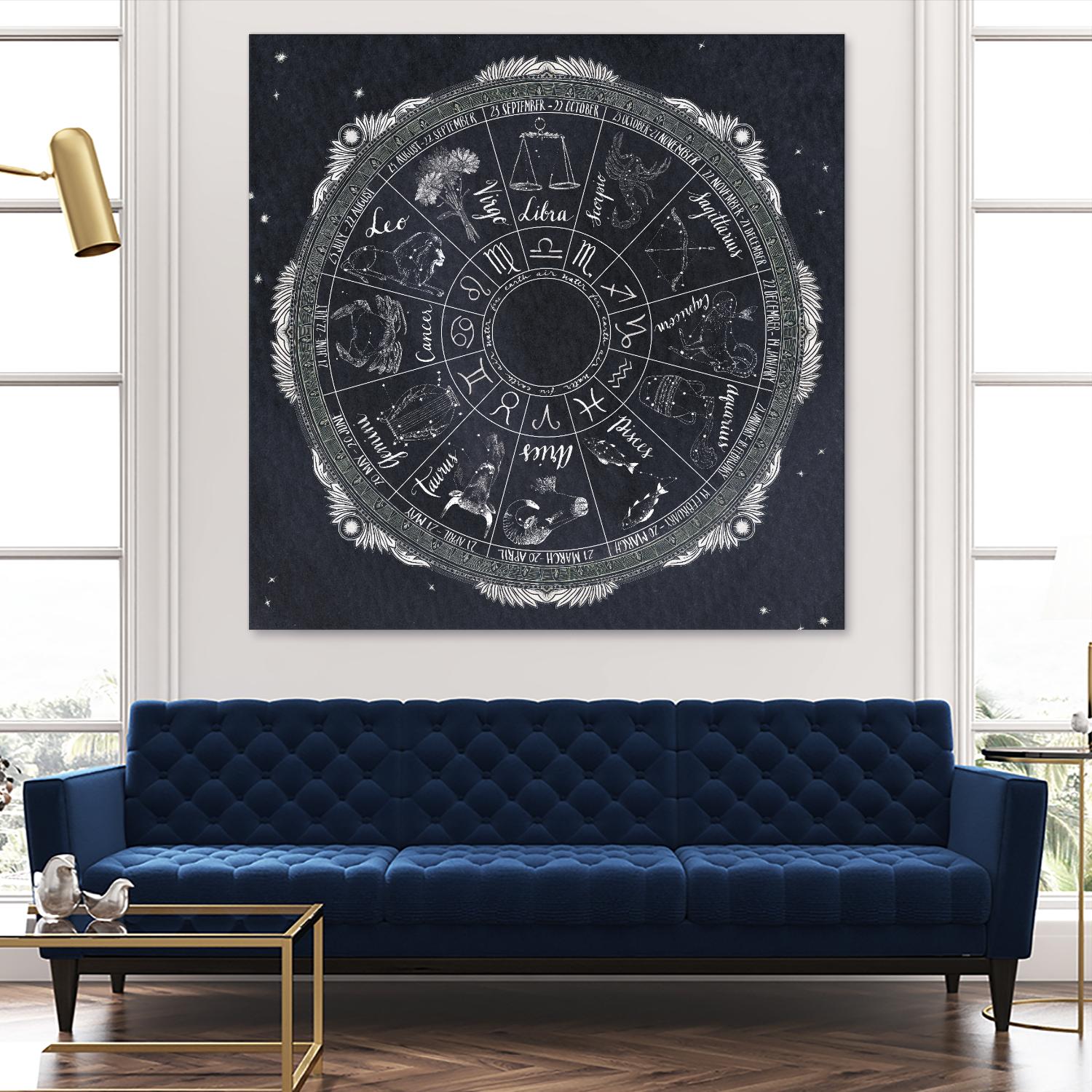 Night Sky Zodiac by Sara Zieve Miller on GIANT ART - grey maps
