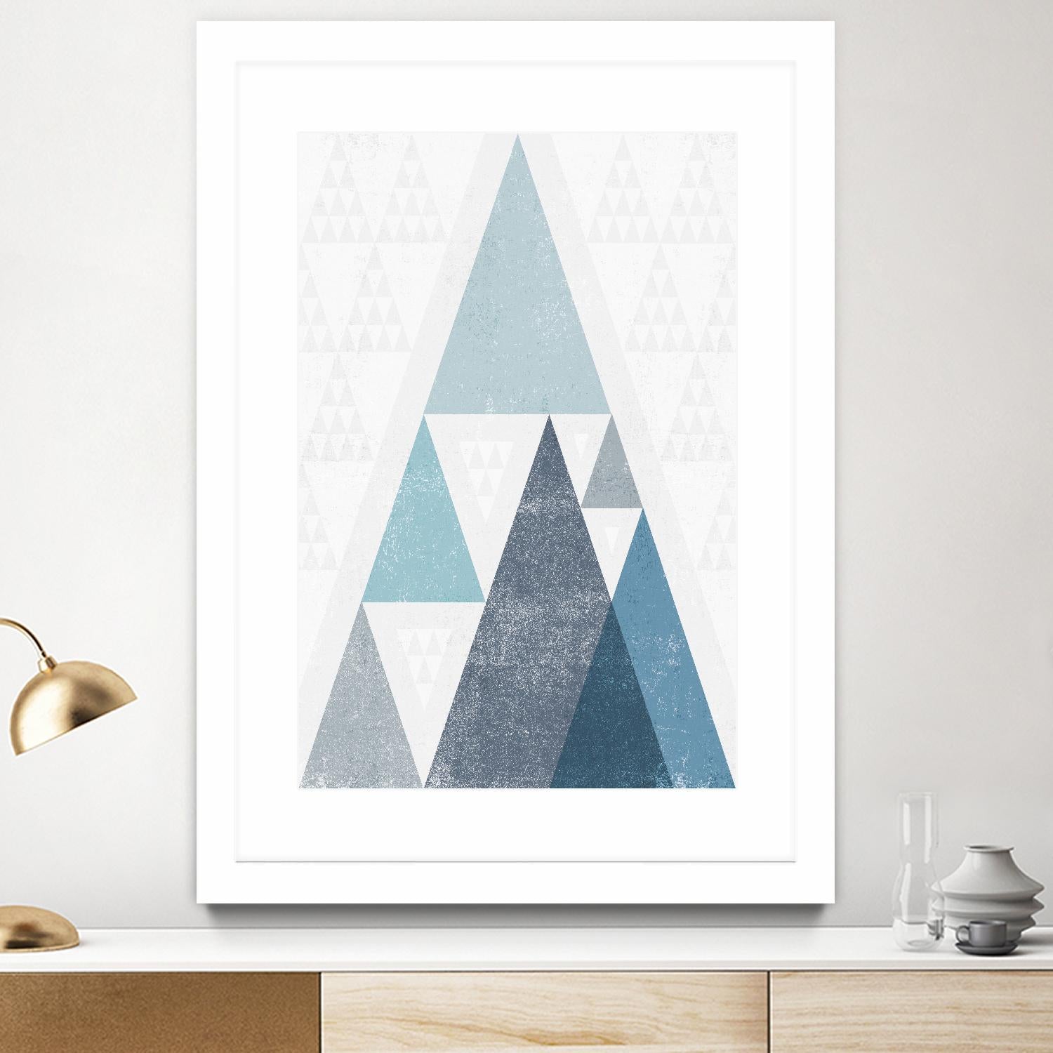 Mod Triangles III Blue by Michael Mullan on GIANT ART - white contemporary