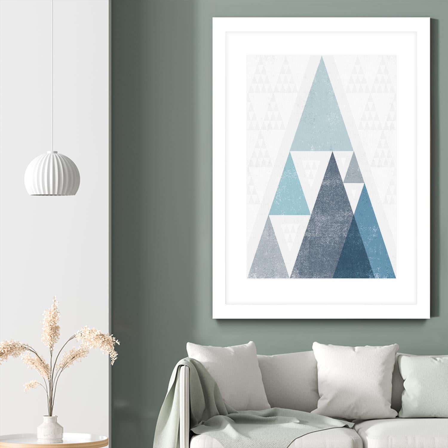 Mod Triangles III Blue by Michael Mullan on GIANT ART - white contemporary