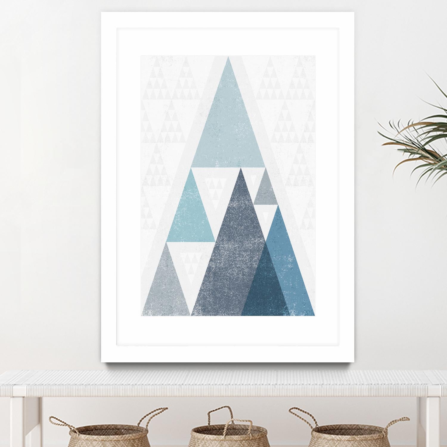 Mod Triangles III Blue by Michael Mullan on GIANT ART - white contemporary
