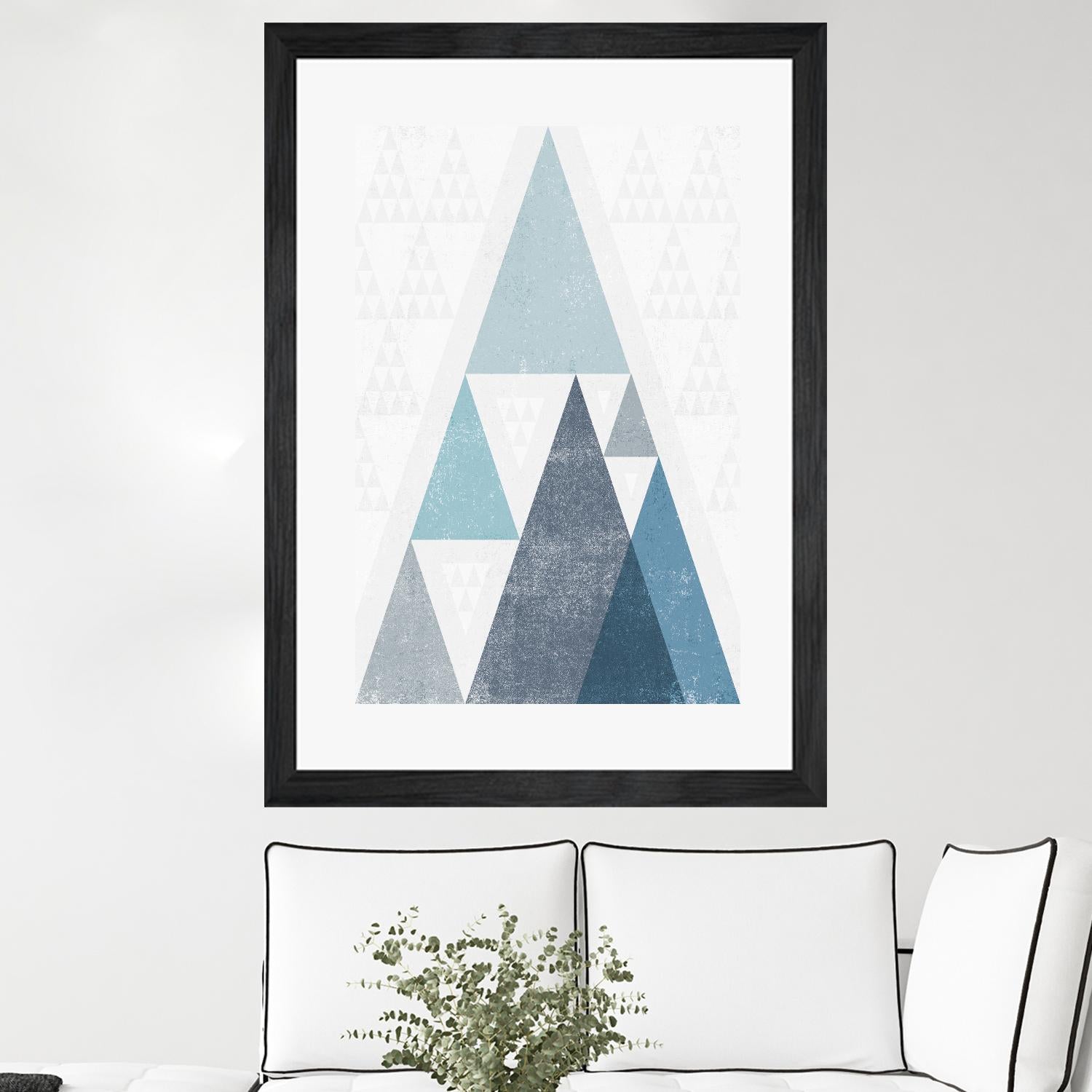 Mod Triangles III Blue by Michael Mullan on GIANT ART - white contemporary