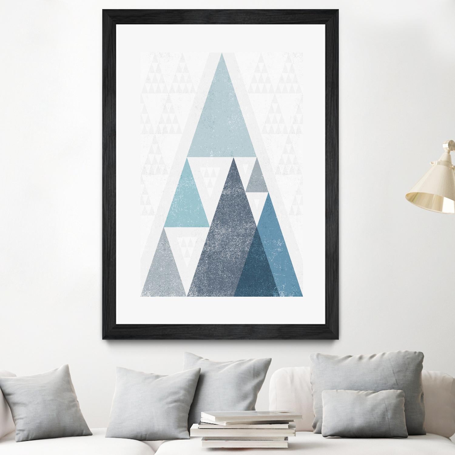 Mod Triangles III Blue by Michael Mullan on GIANT ART - white contemporary