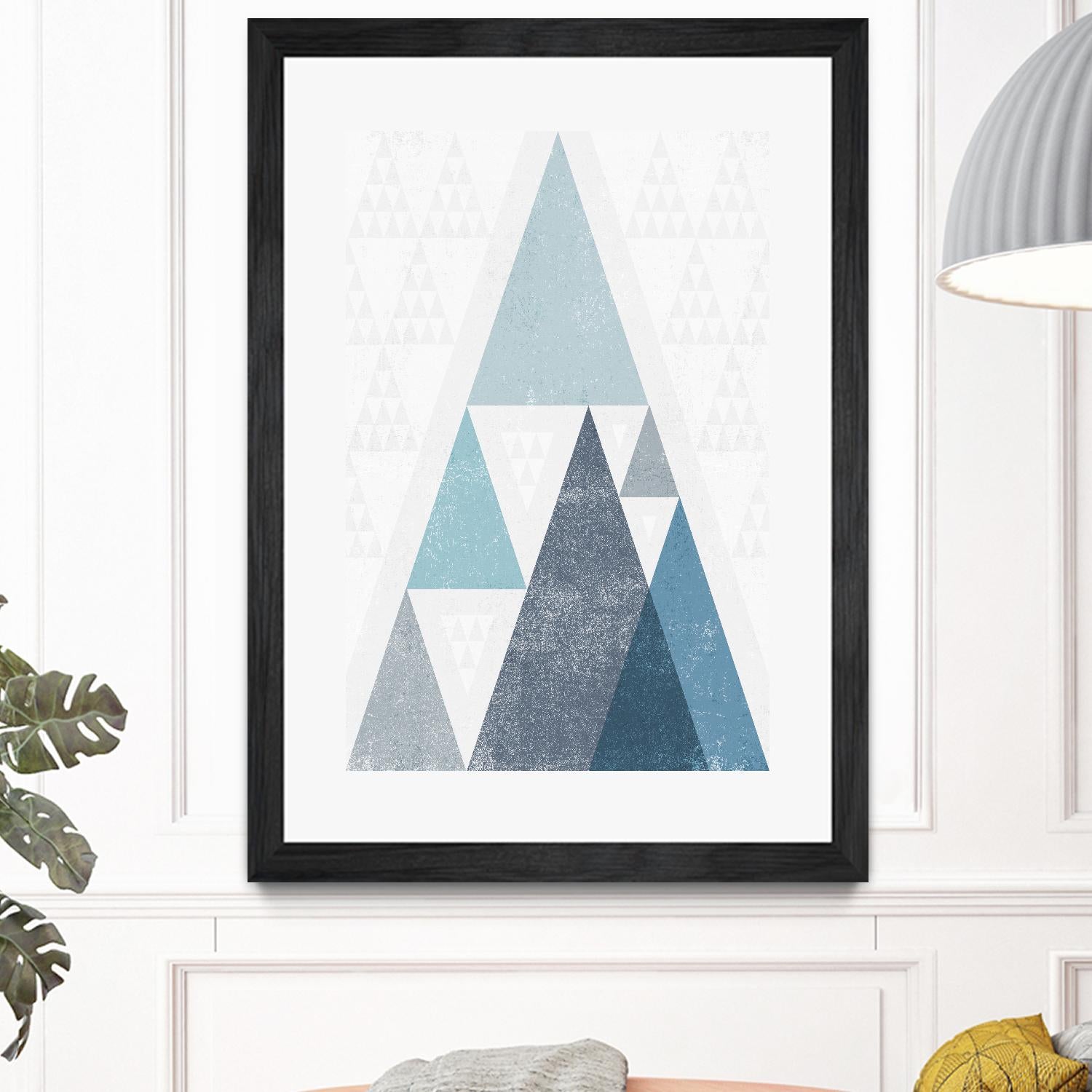 Mod Triangles III Blue by Michael Mullan on GIANT ART - white contemporary