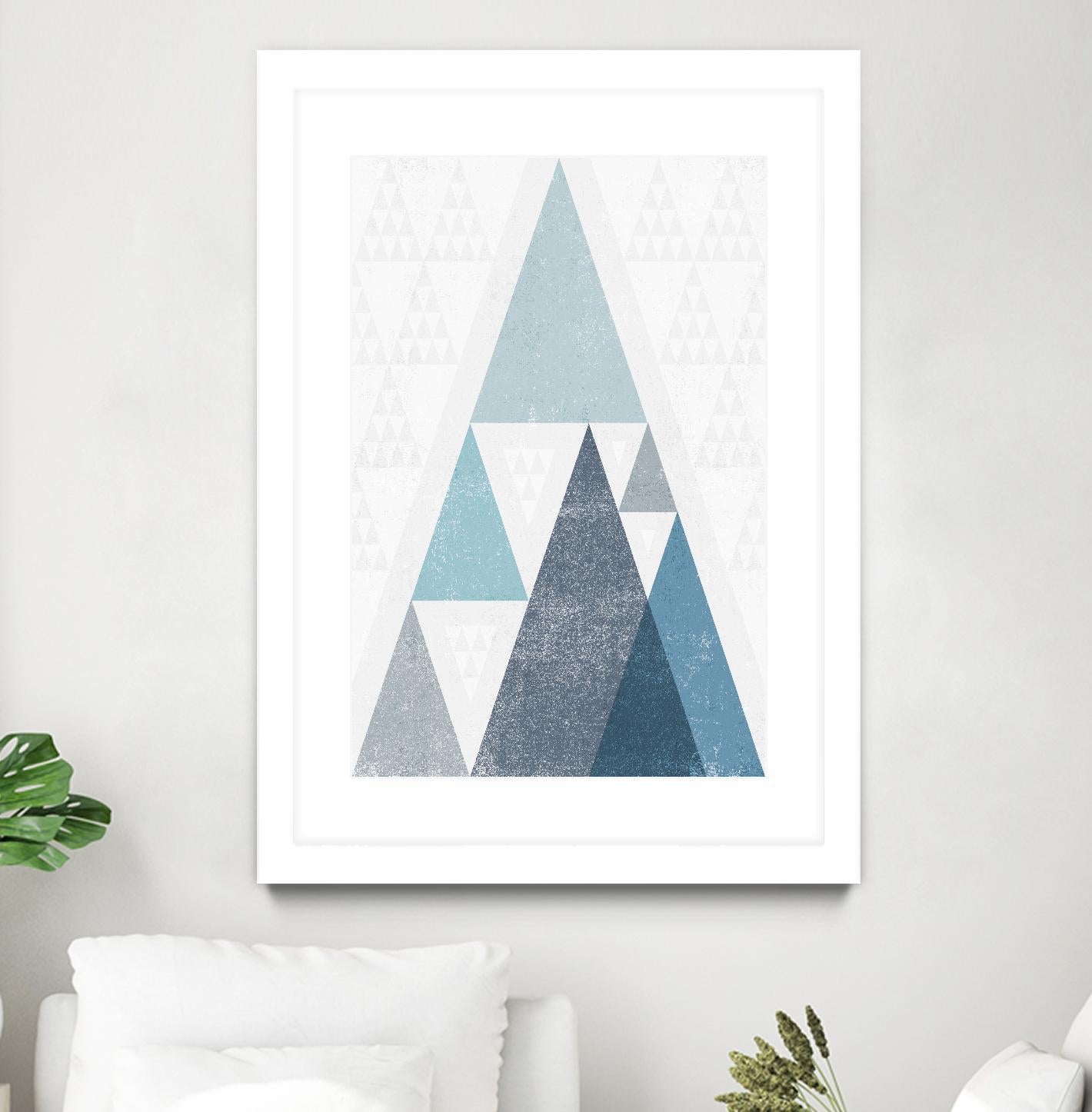 Mod Triangles III Blue by Michael Mullan on GIANT ART - white contemporary