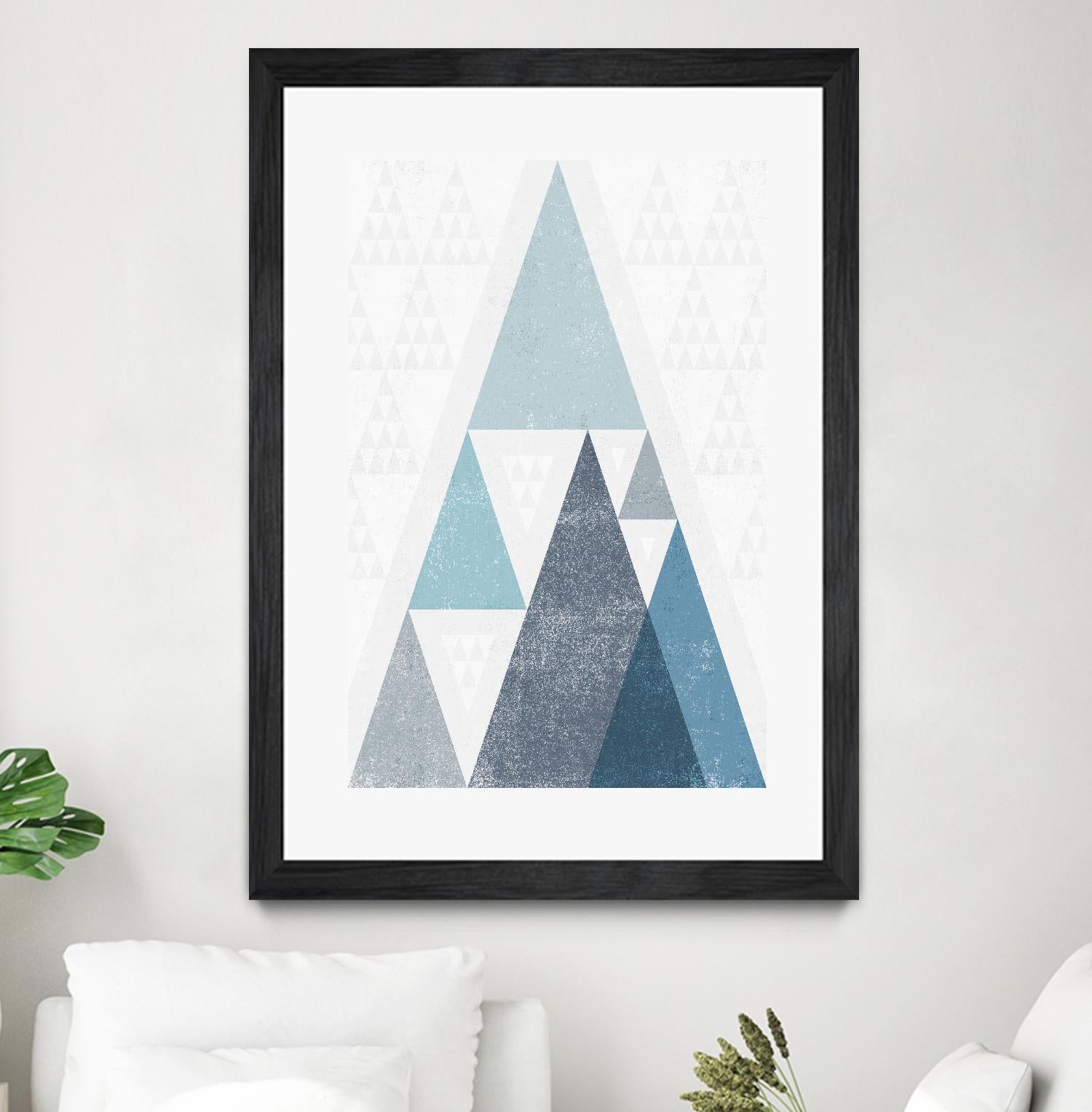 Mod Triangles III Blue by Michael Mullan on GIANT ART - white contemporary
