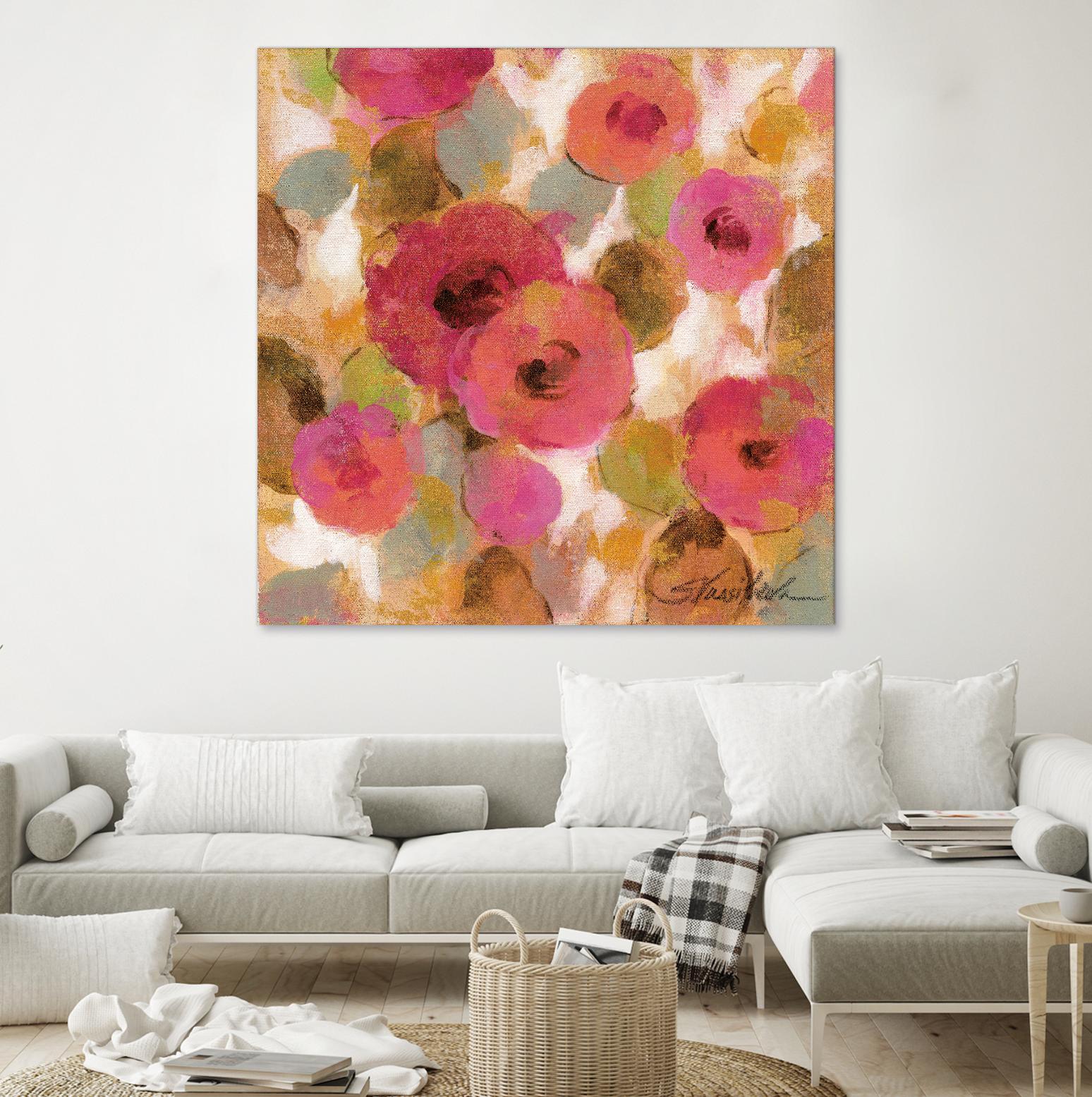 Glorious Pink Floral II by Silvia Vassileva on GIANT ART - yellow floral