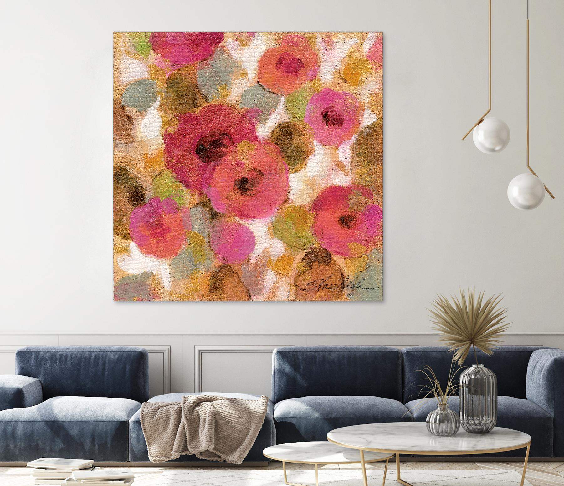 Glorious Pink Floral II by Silvia Vassileva on GIANT ART - yellow floral