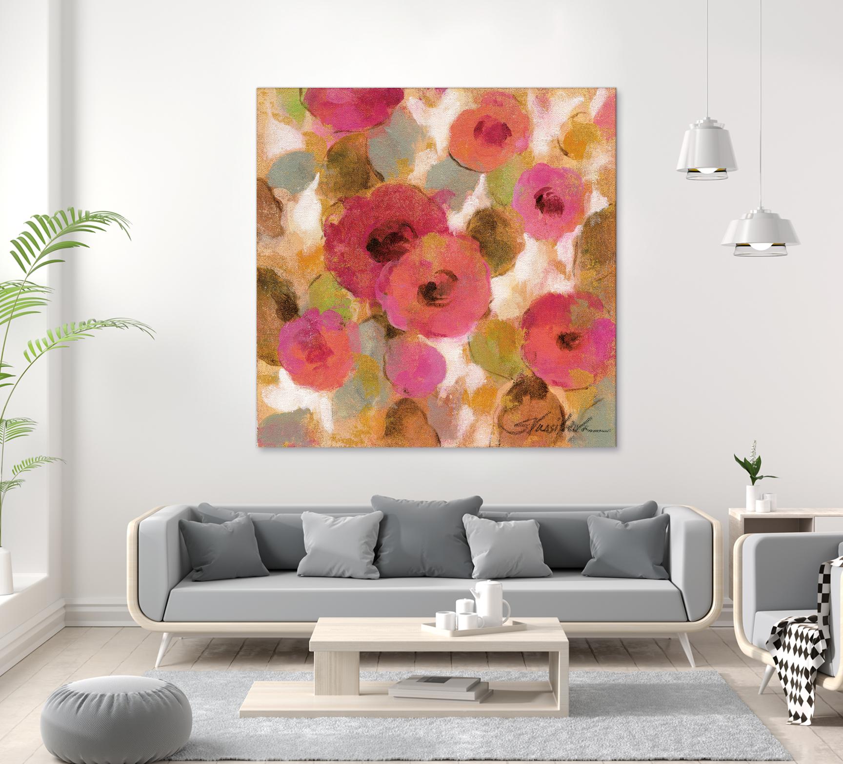 Glorious Pink Floral II by Silvia Vassileva on GIANT ART - yellow floral