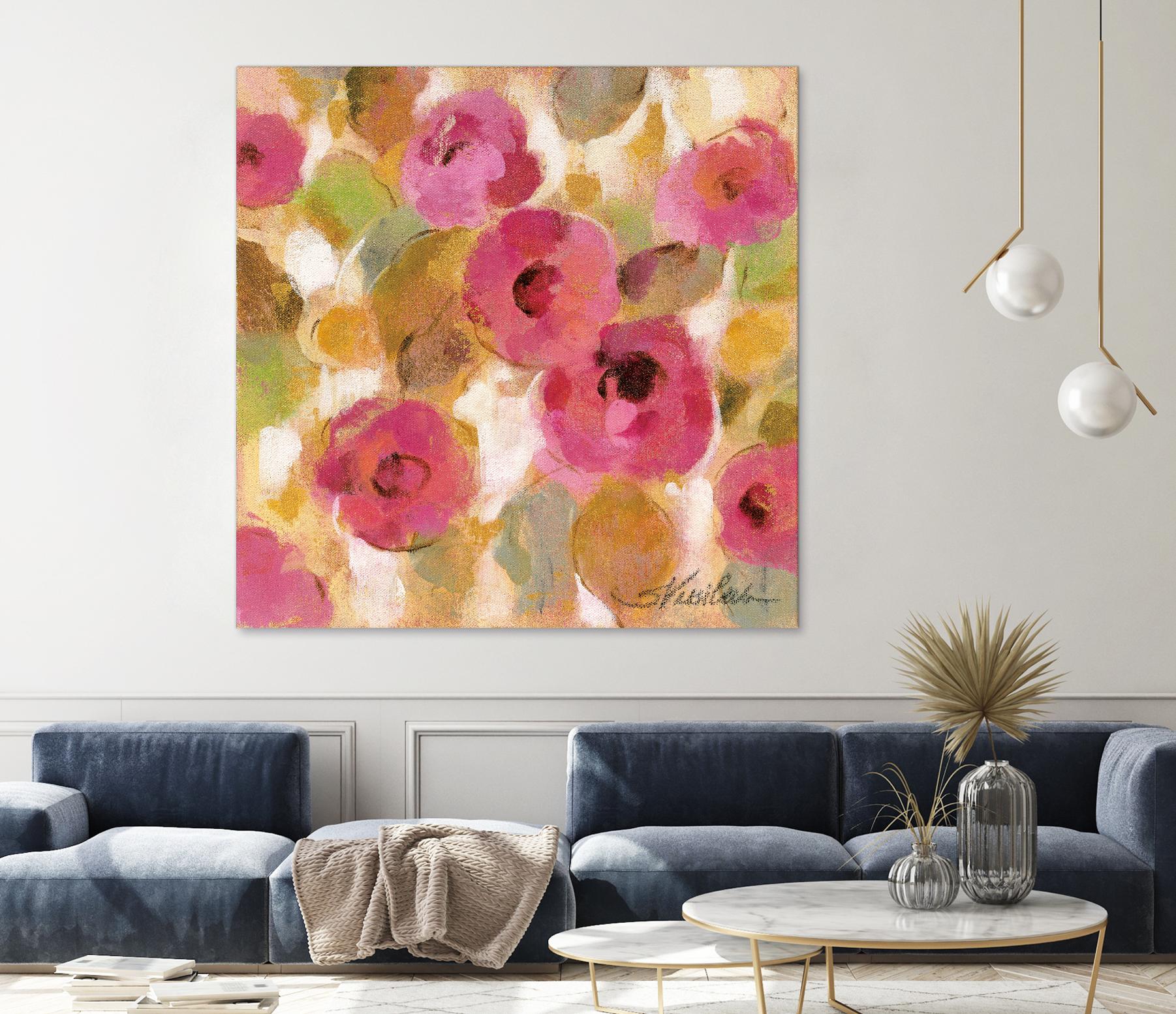 Glorious Pink Floral III by Silvia Vassileva on GIANT ART - yellow floral