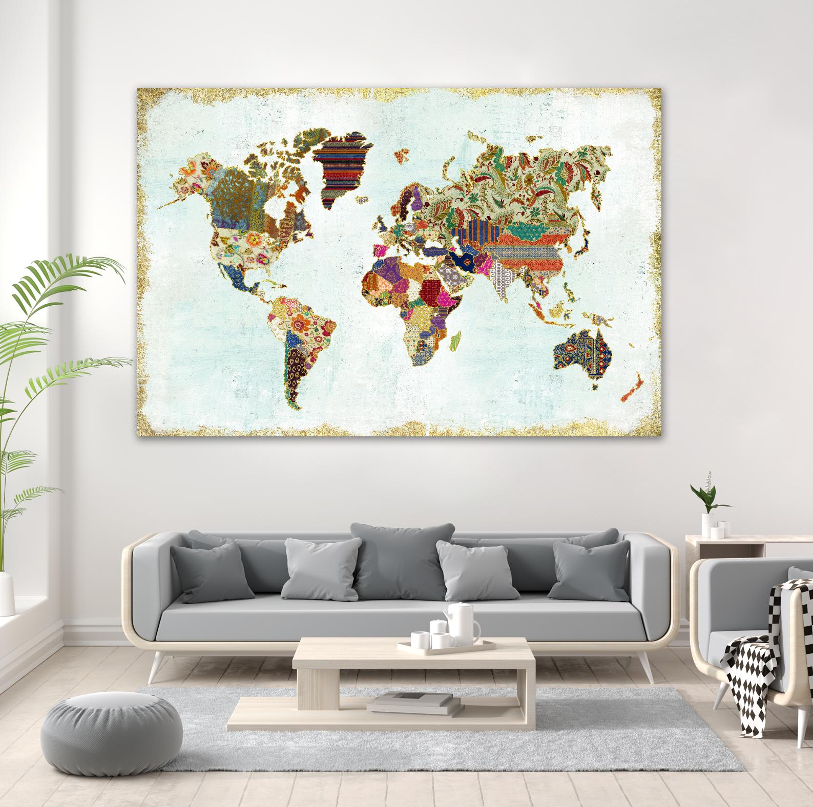 Pattern World Map by Laura Marshall on GIANT ART - brown maps