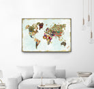 Pattern World Map by Laura Marshall on GIANT ART - brown maps