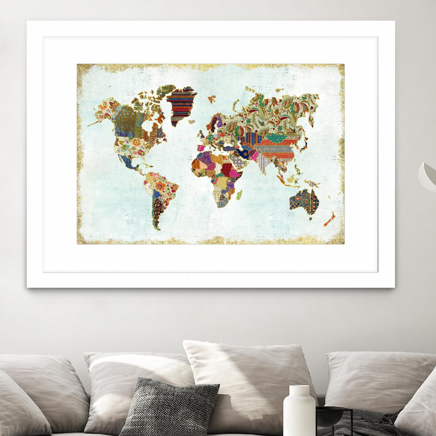 Pattern World Map by Laura Marshall on GIANT ART - brown maps