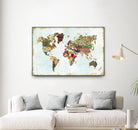Pattern World Map by Laura Marshall on GIANT ART - brown maps