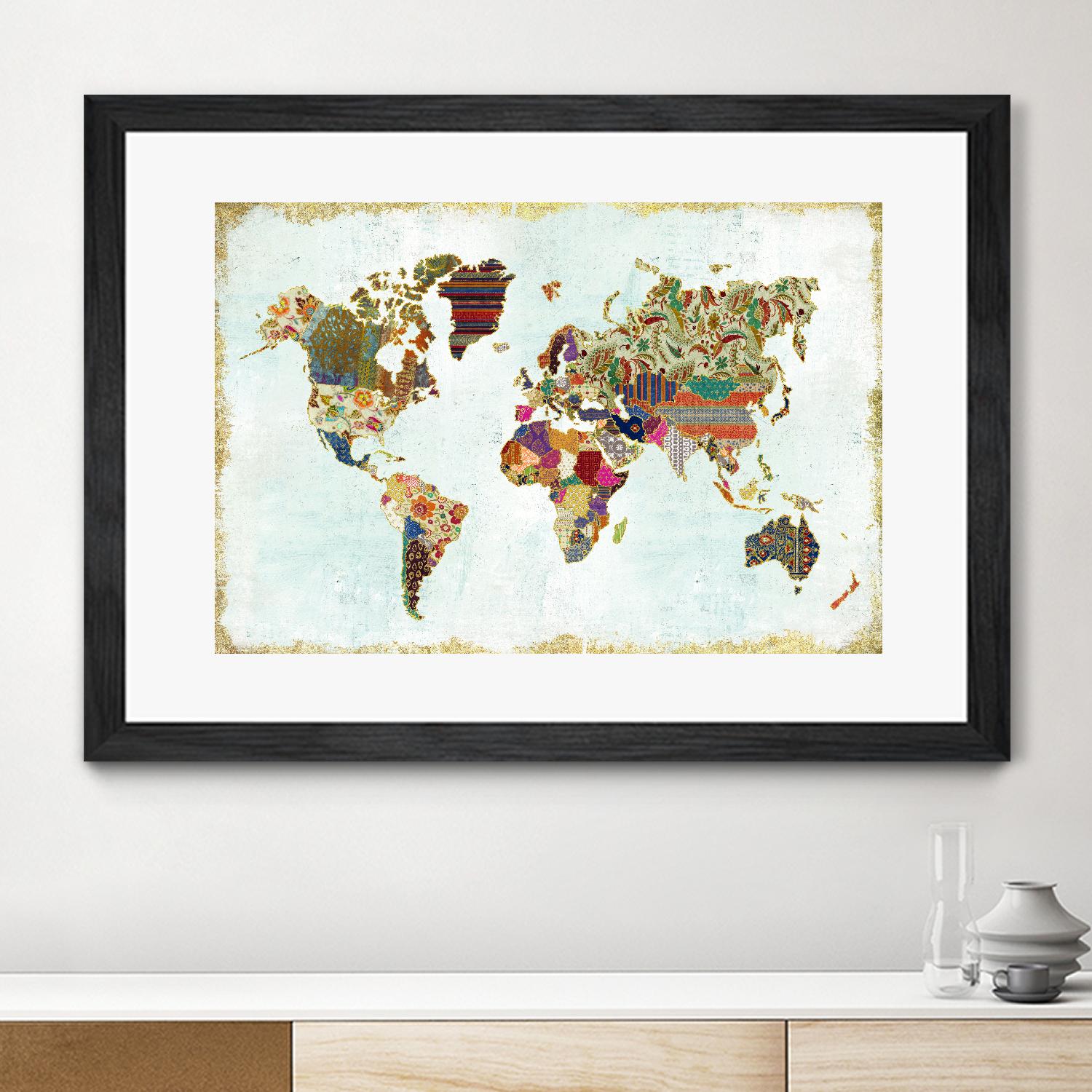 Pattern World Map by Laura Marshall on GIANT ART - brown maps