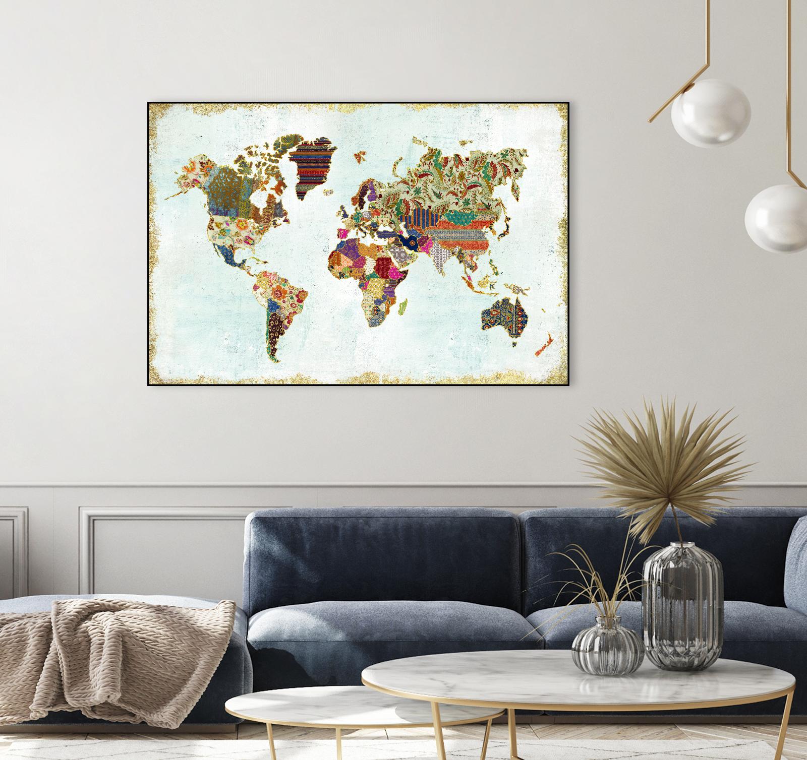 Pattern World Map by Laura Marshall on GIANT ART - brown maps