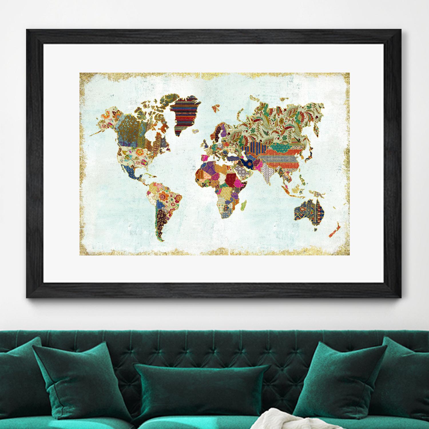 Pattern World Map by Laura Marshall on GIANT ART - brown maps