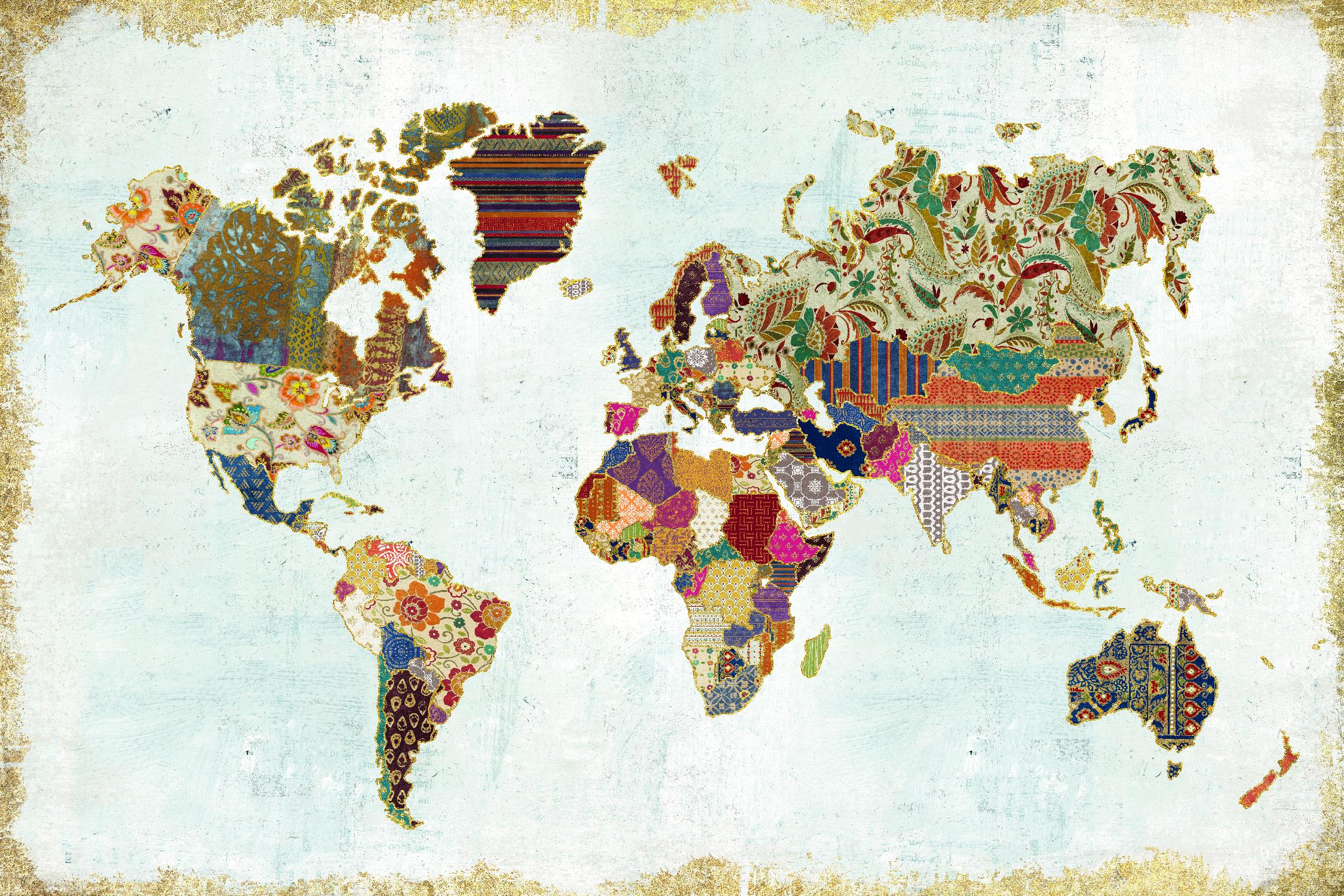 Pattern World Map by Laura Marshall on GIANT ART - brown maps