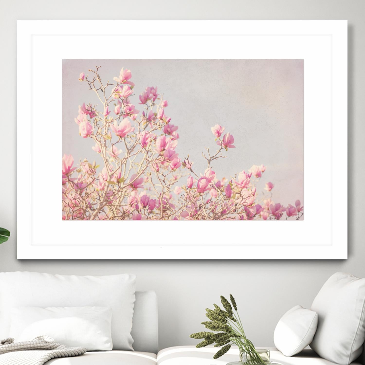 Pink Tree Tops I by Elizabeth Urquhart on GIANT ART - beige floral