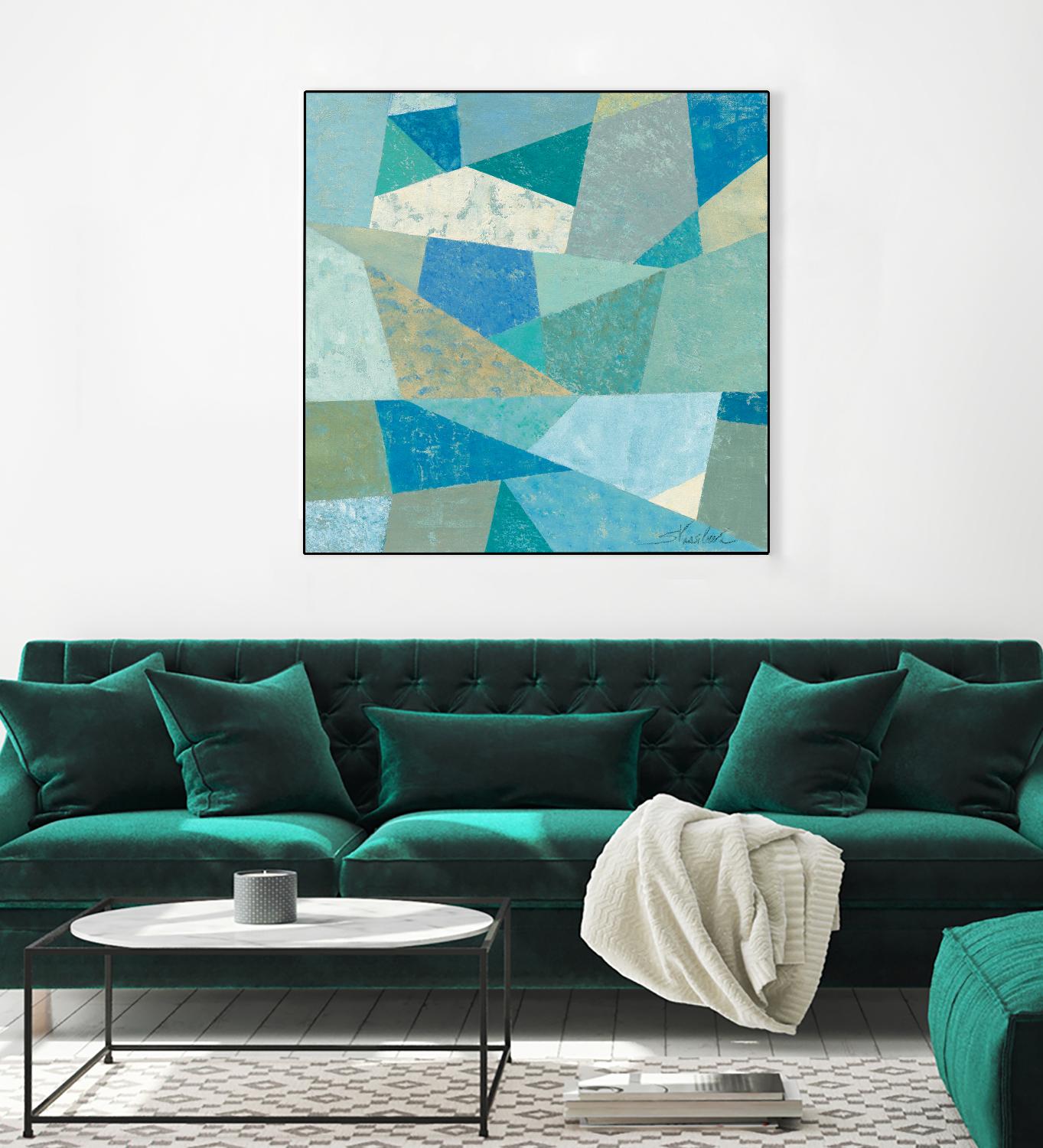 Teal Geo Metric by Silvia Vassileva on GIANT ART - green abstract
