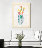 Otomi Rabbits Pastel by Melissa Averinos on GIANT ART - beige botany